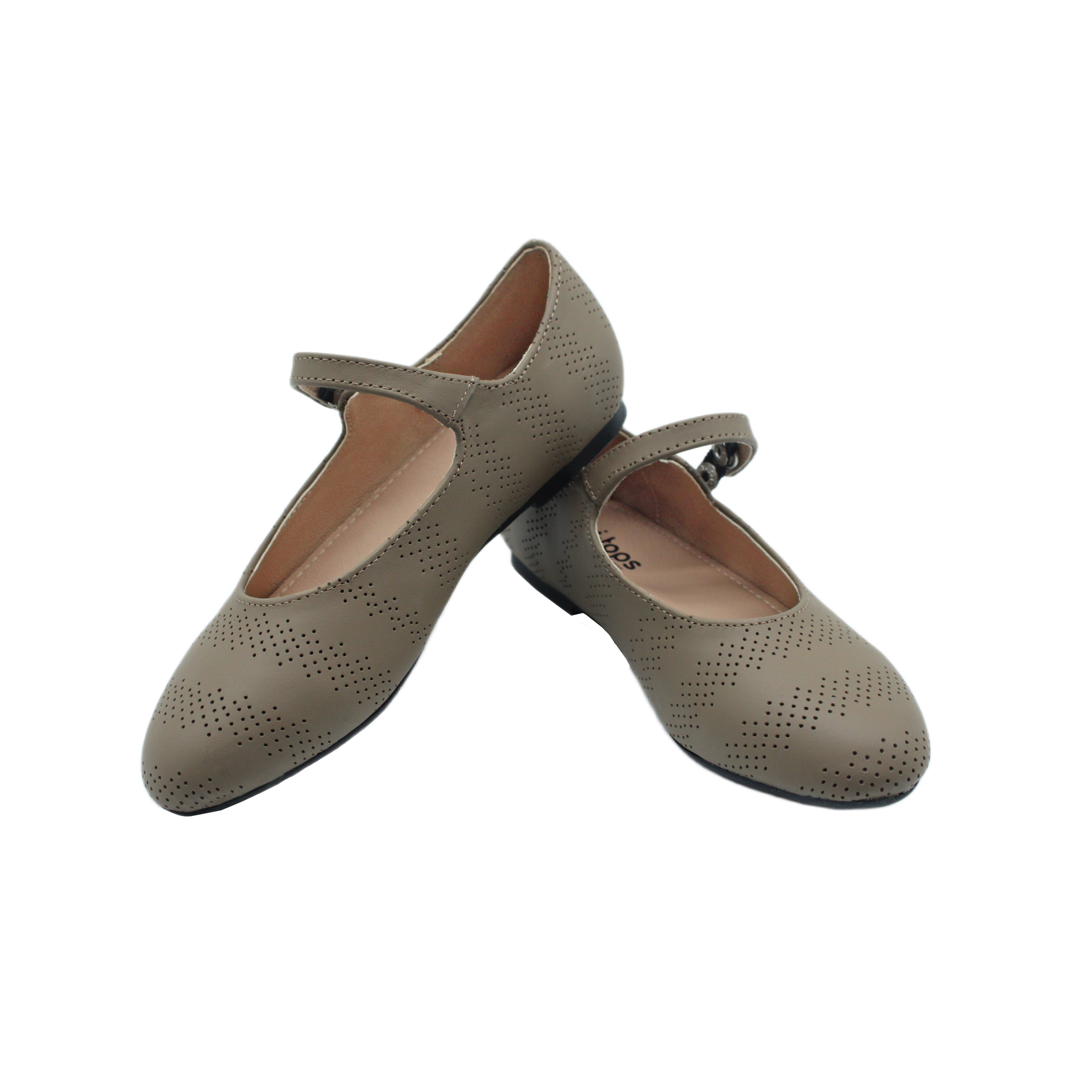 Ballet Snaps, Taupe Leather