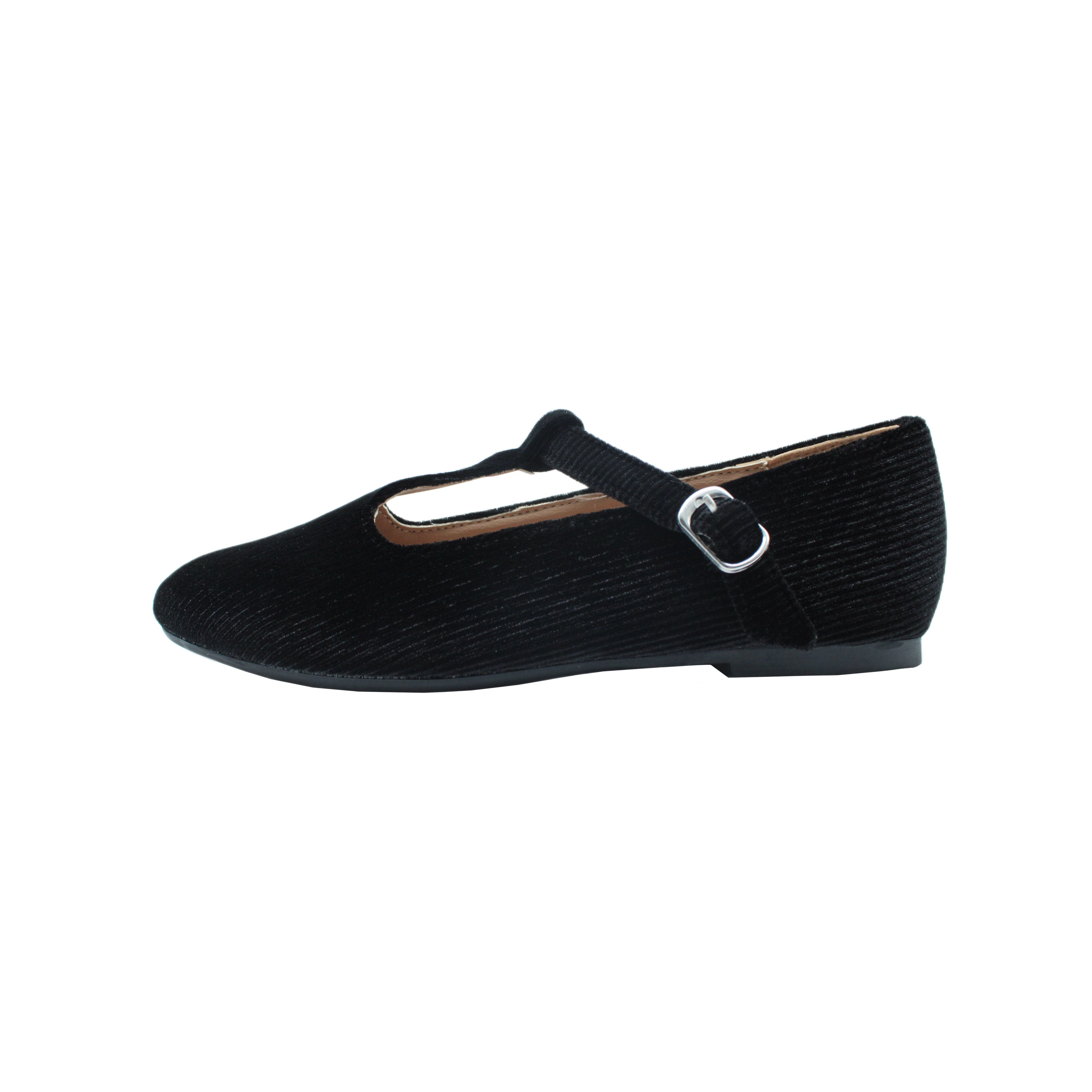 Speckled T-Straps, Black Corduroy