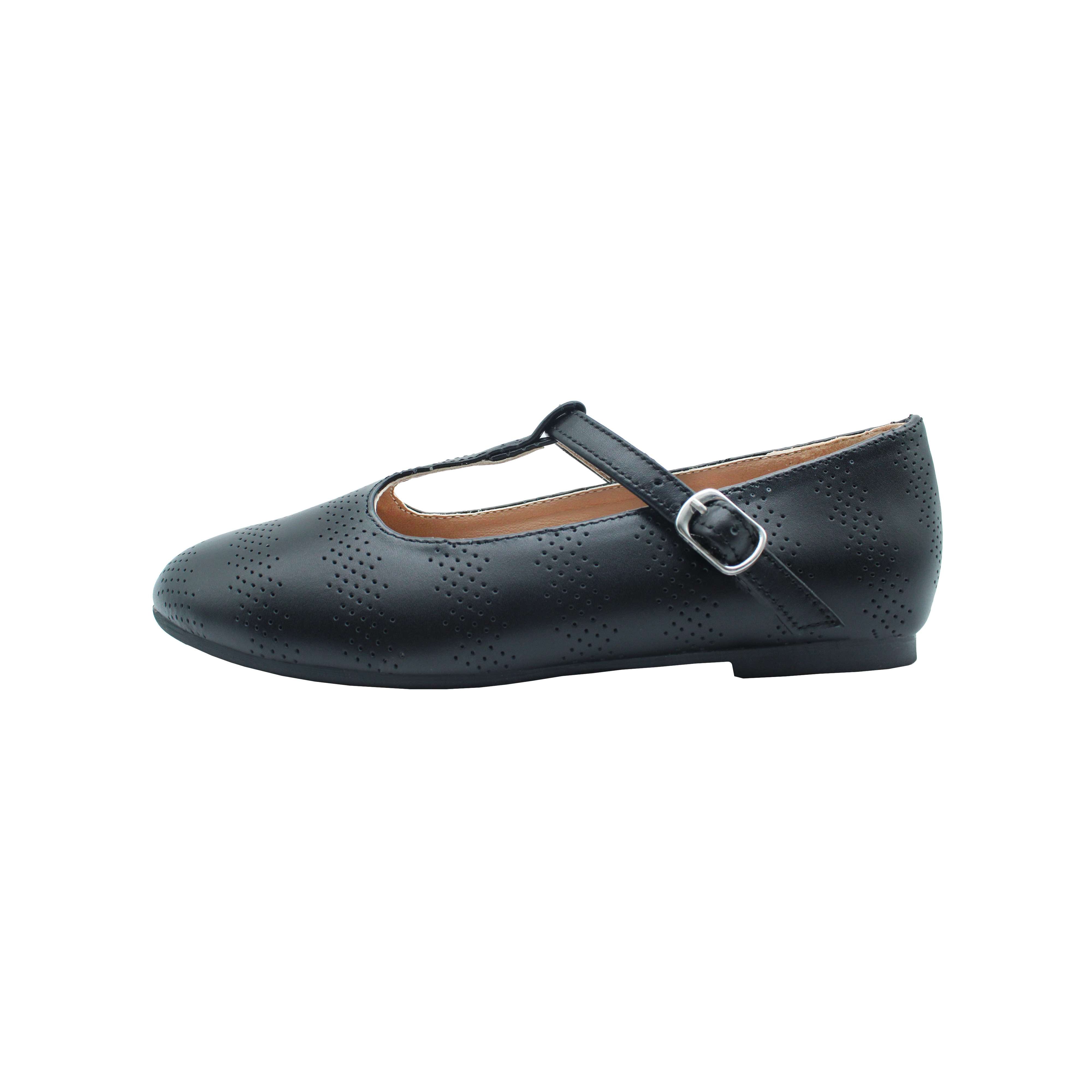 Speckled T-Straps, Black Leather