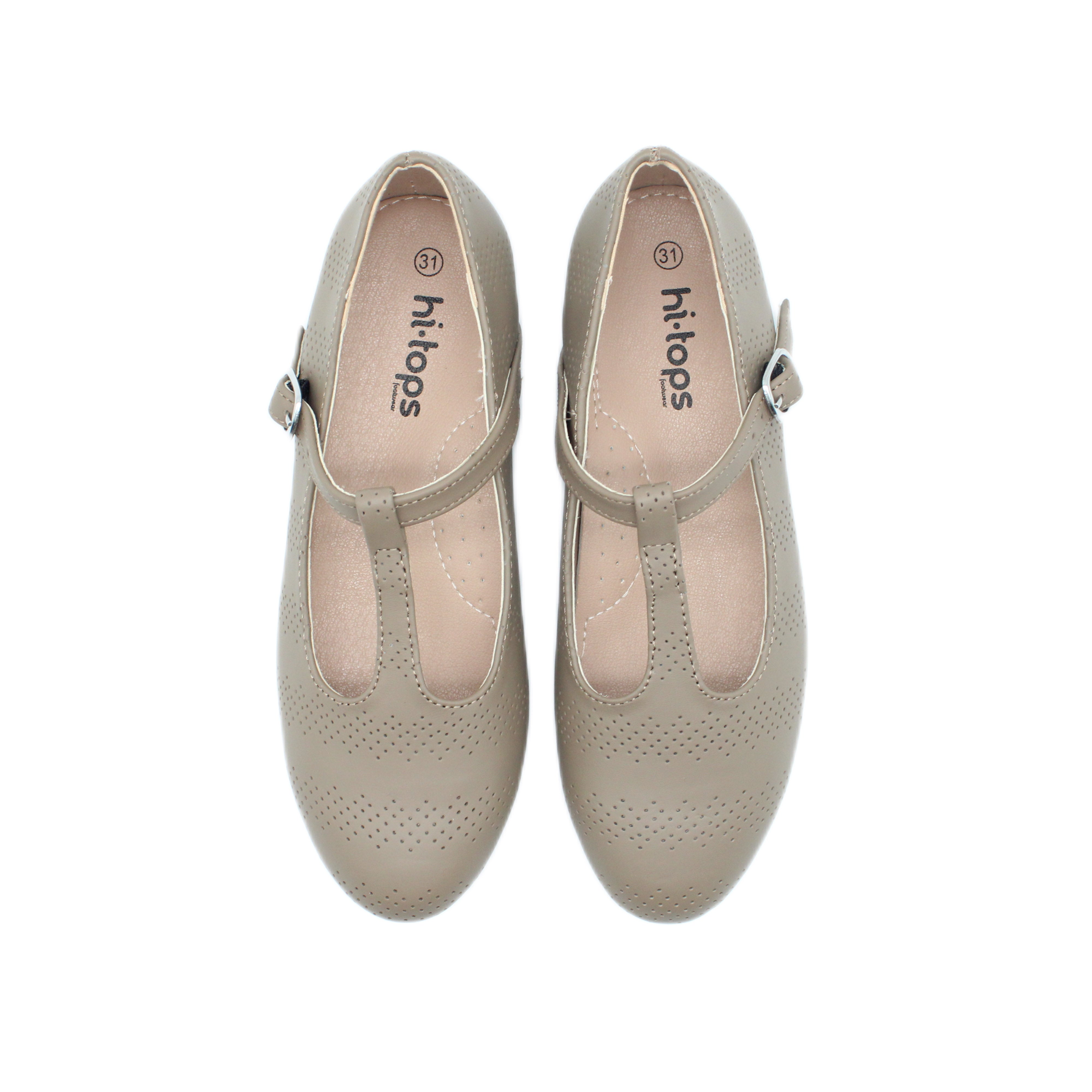 Speckled T-Straps, Taupe Leather