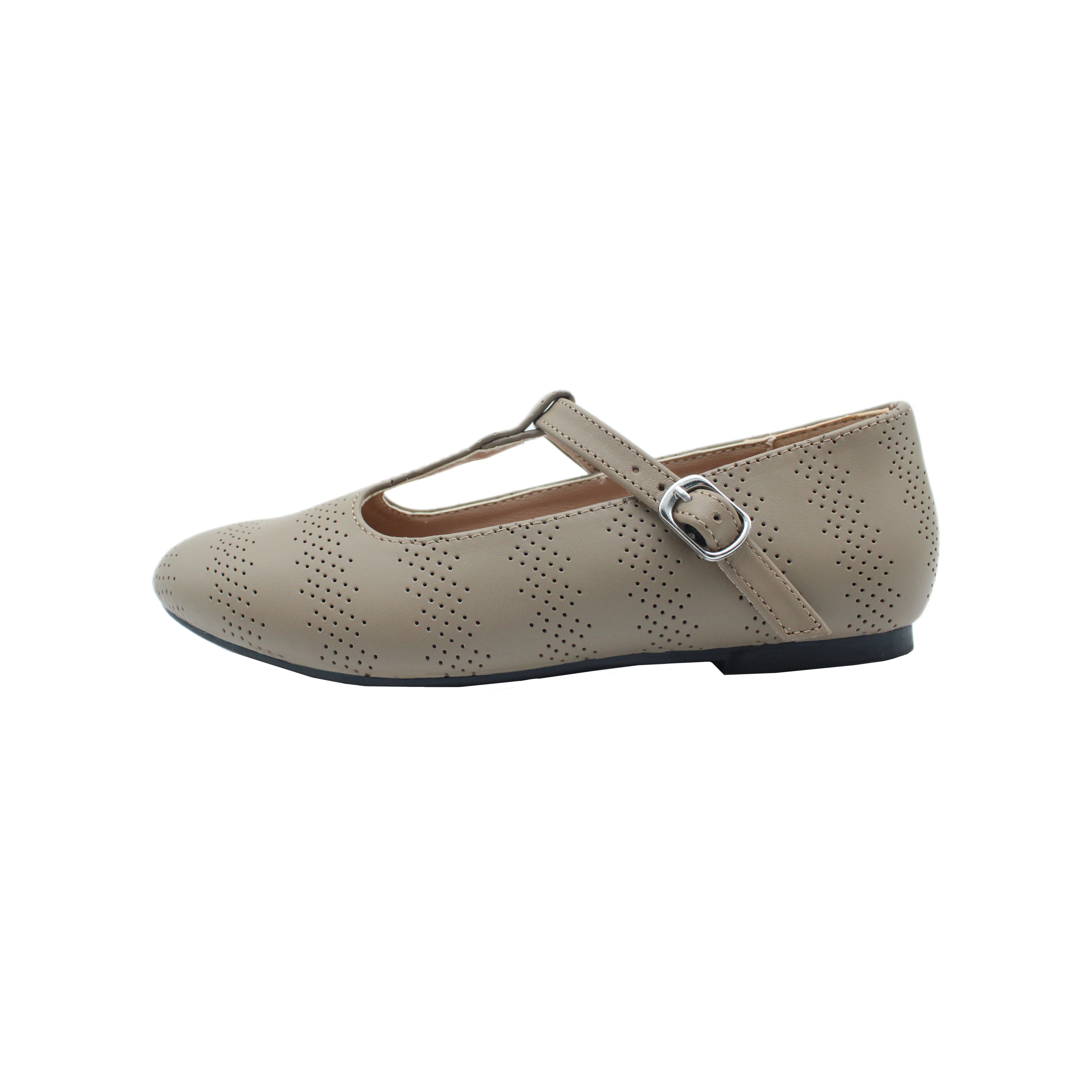 Speckled T-Straps, Taupe Leather