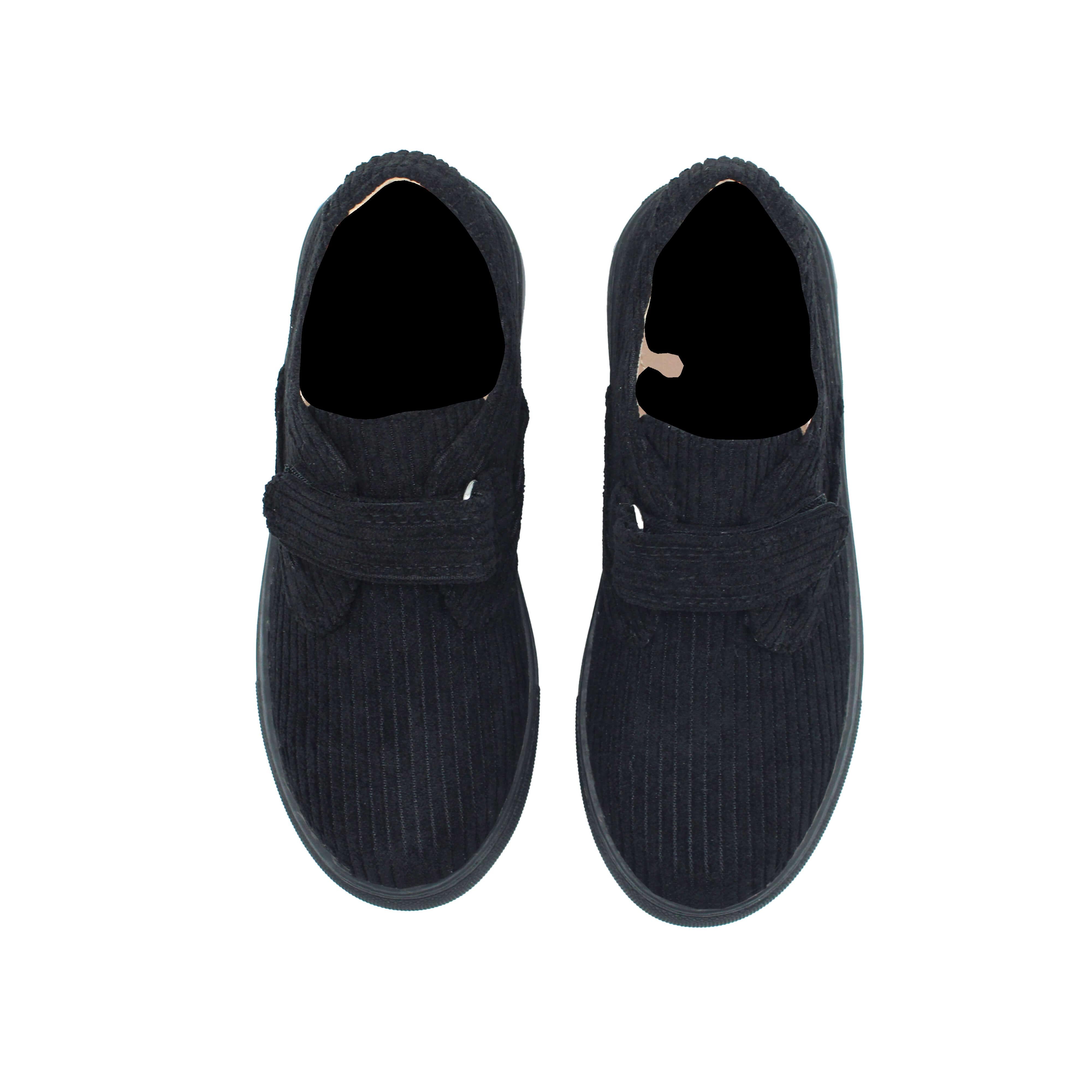 Single Velcro, Black Corduroy Fabric