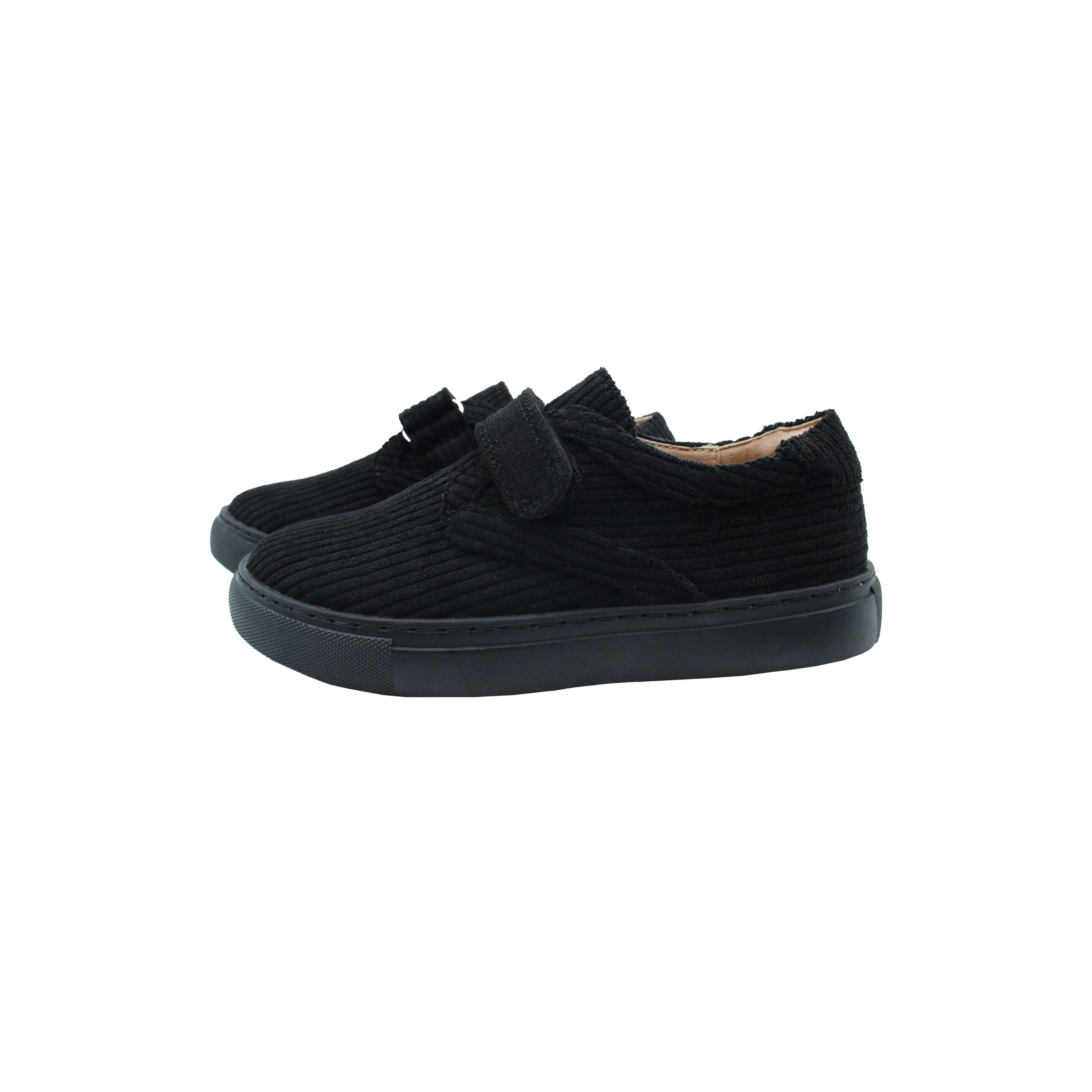 Single Velcro, Black Corduroy Fabric