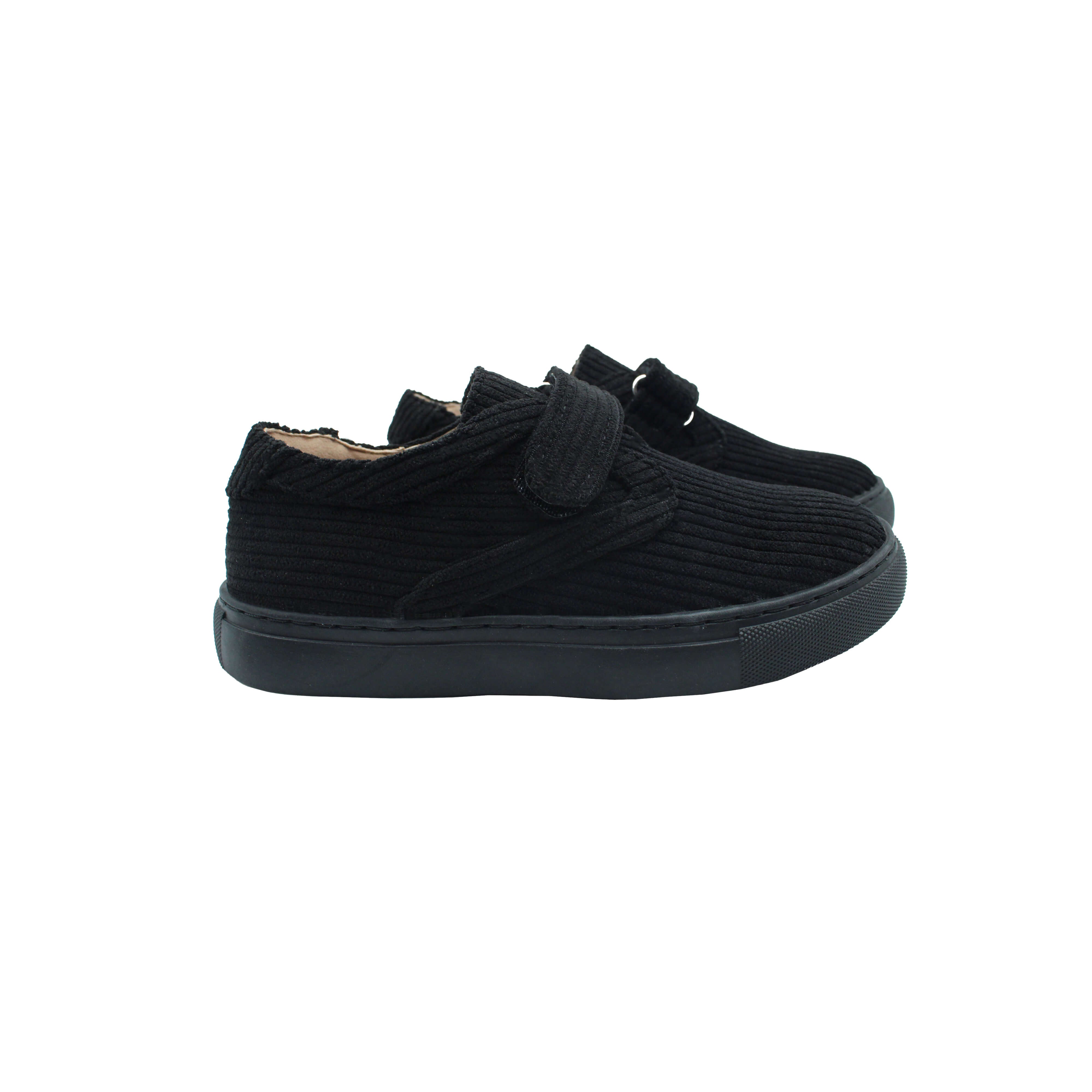 Single Velcro, Black Corduroy Fabric
