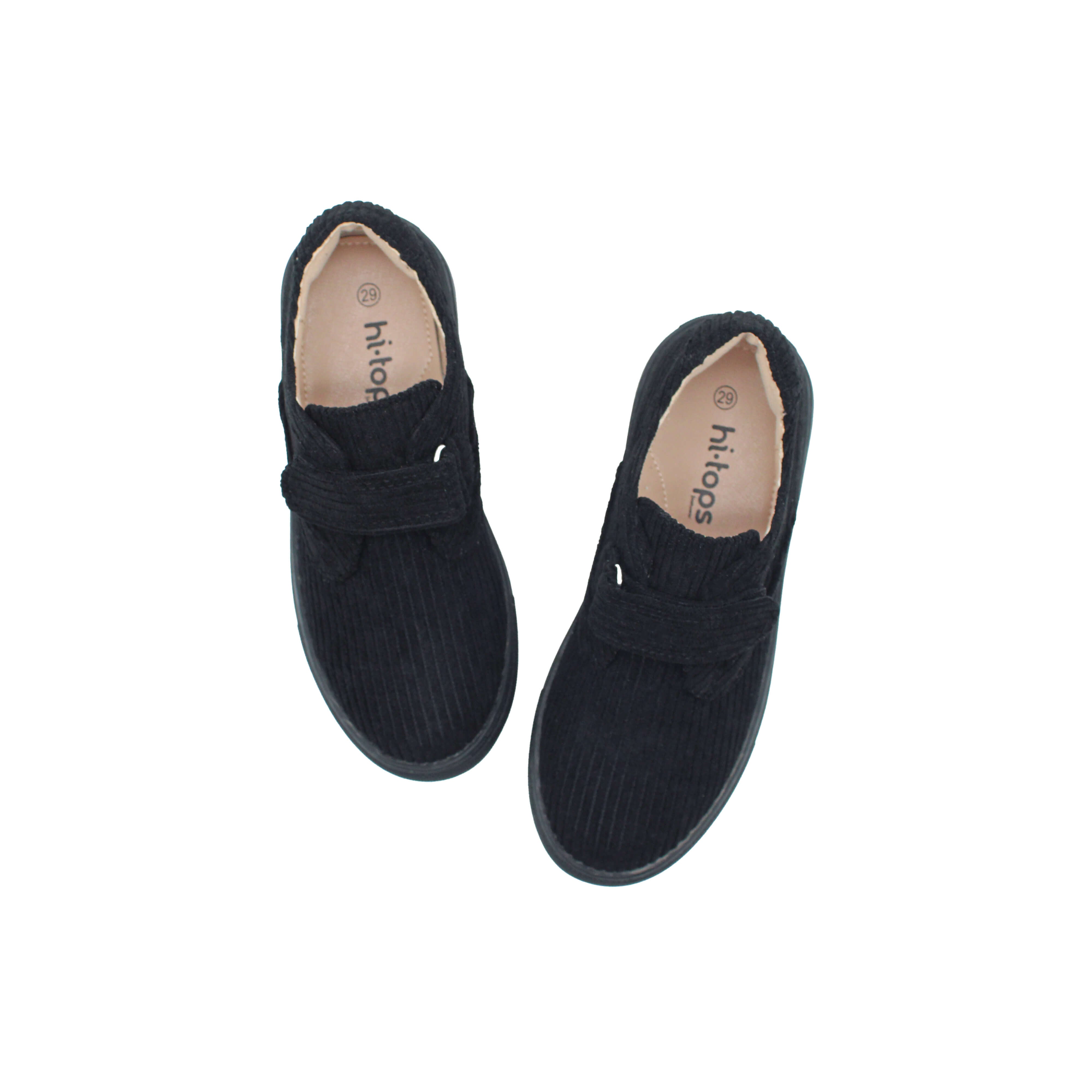 Single Velcro, Black Corduroy Fabric