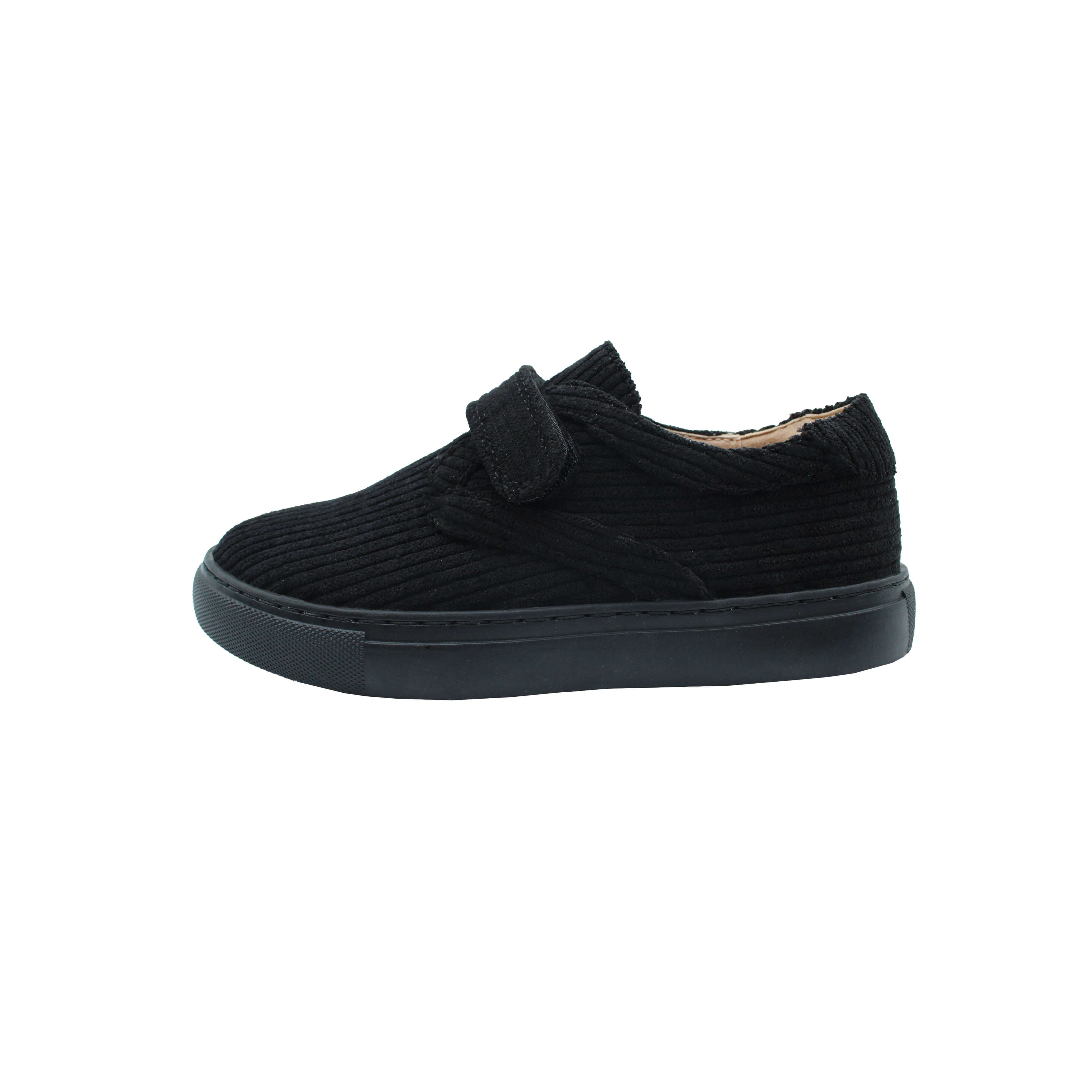 Single Velcro, Black Corduroy Fabric