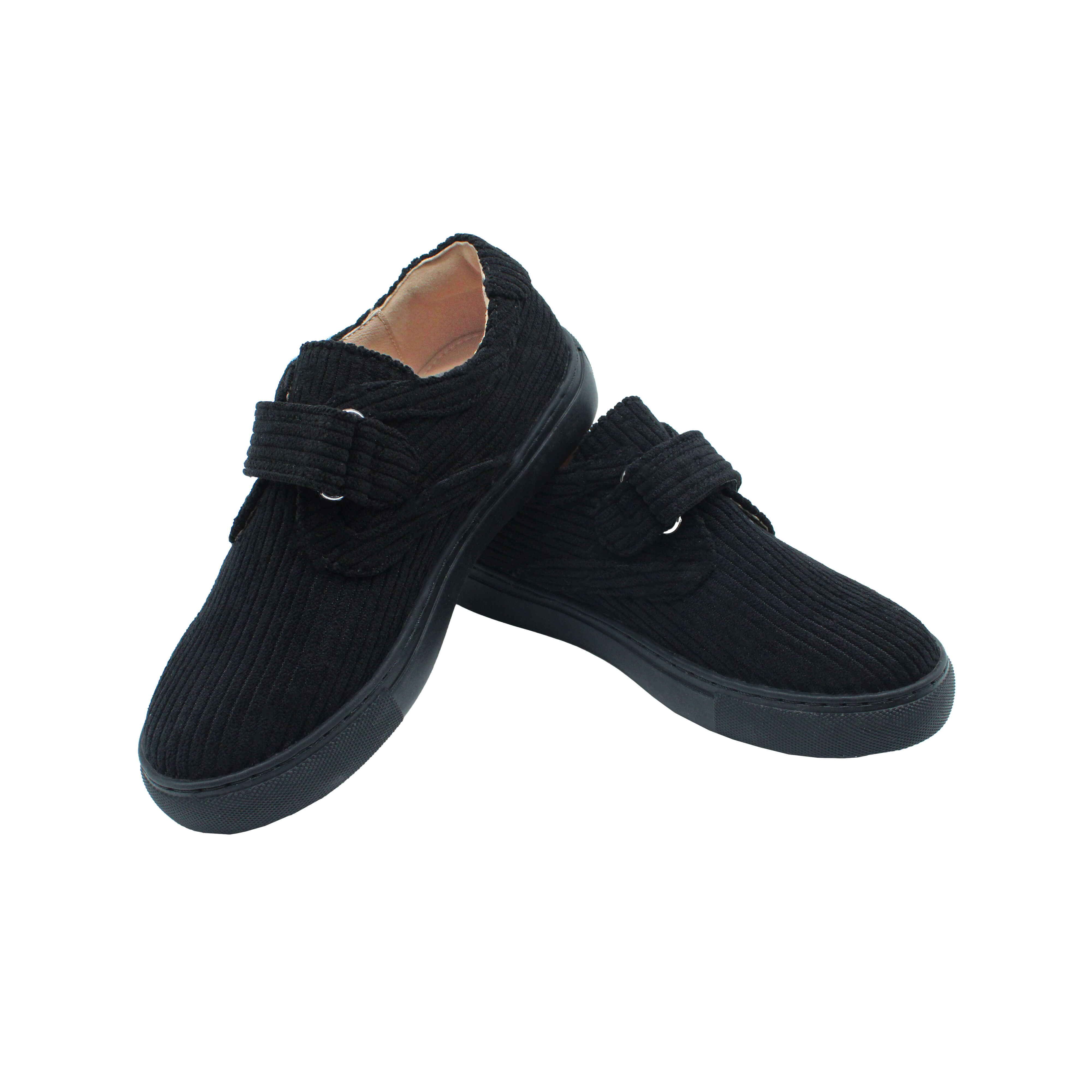 Single Velcro, Black Corduroy Fabric