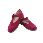 T-Strap, Plum Corduroy Fabric