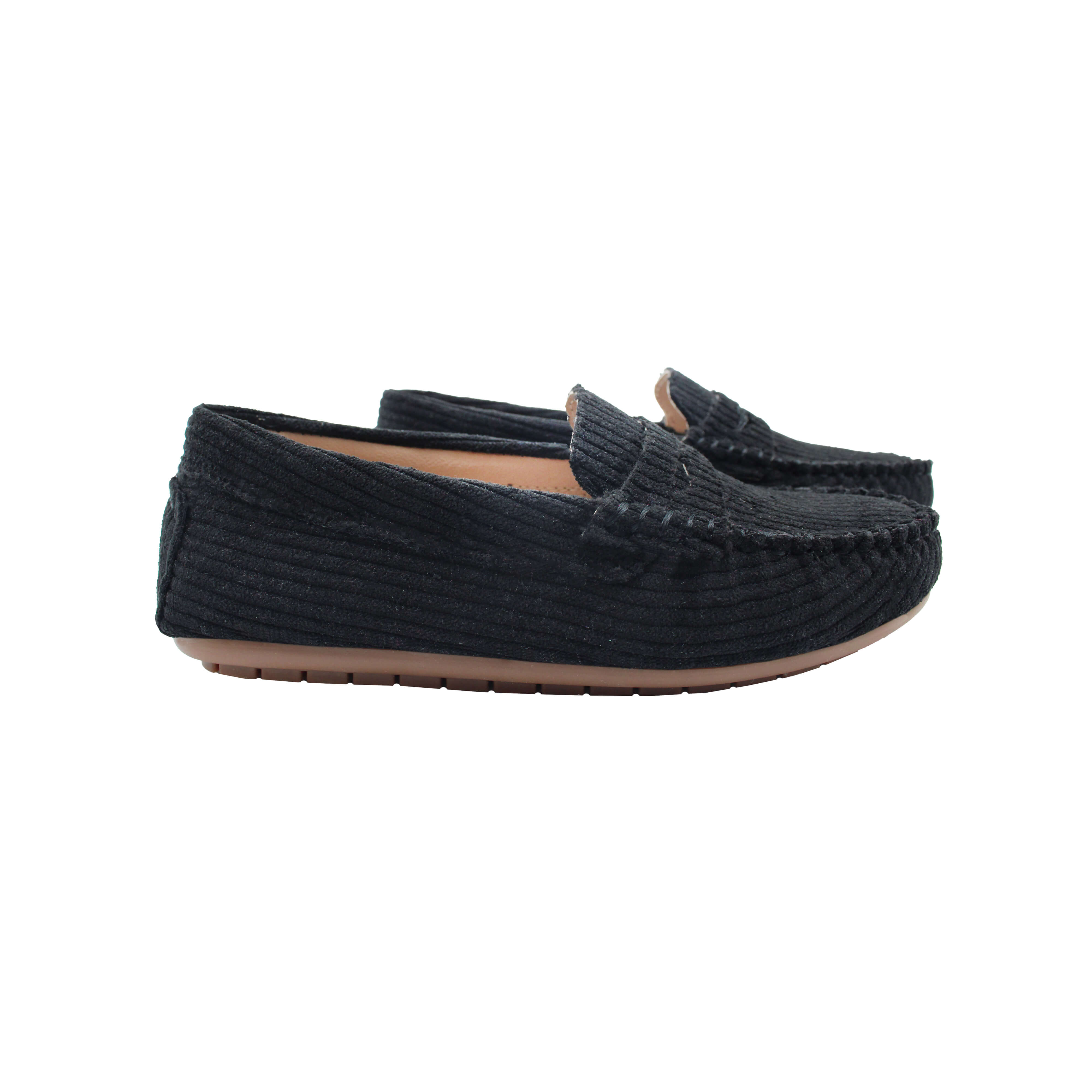 Loafer, Black Corduroy Fabric