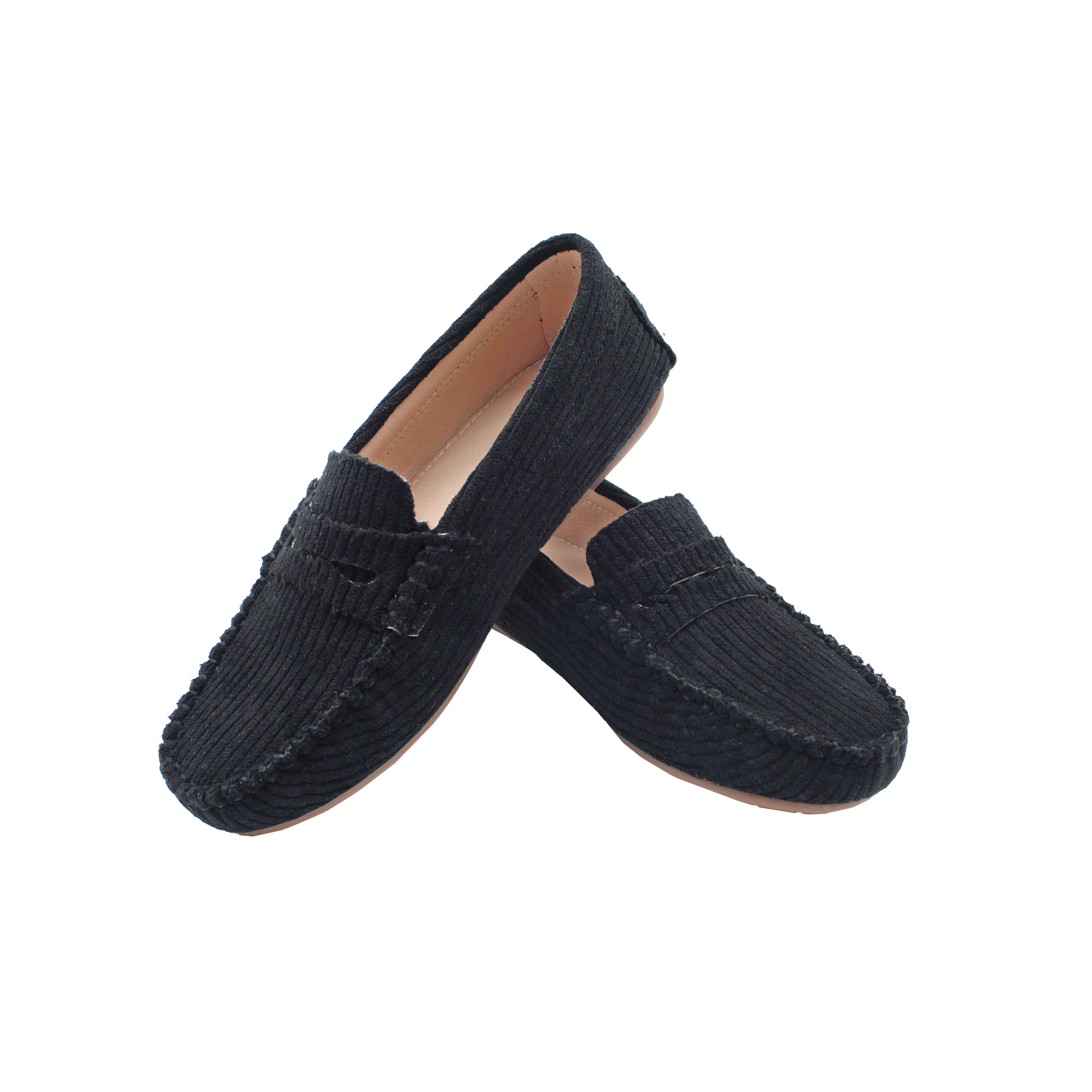 Loafer, Black Corduroy Fabric