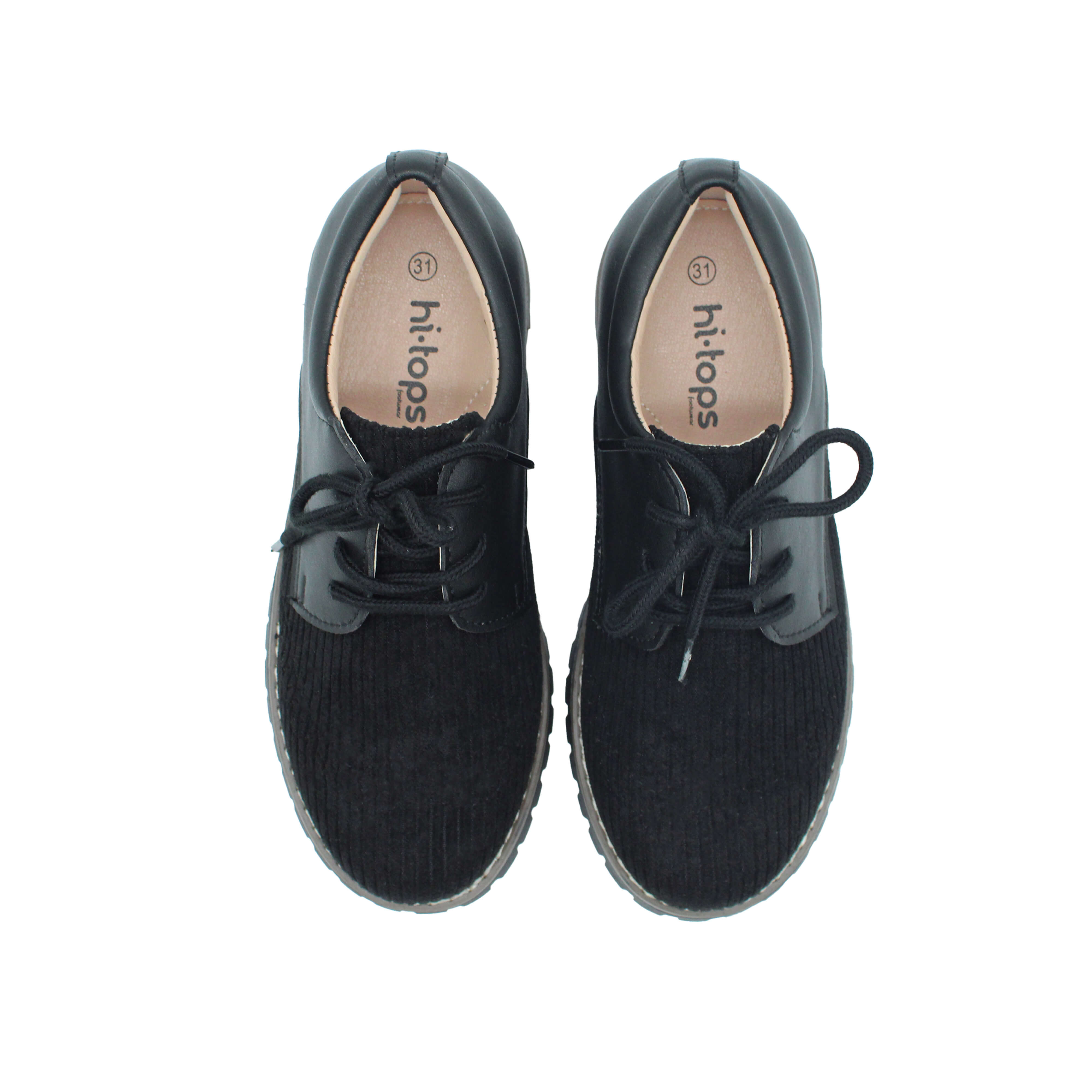 Wingtip Laces, Black Corduroy Fabric