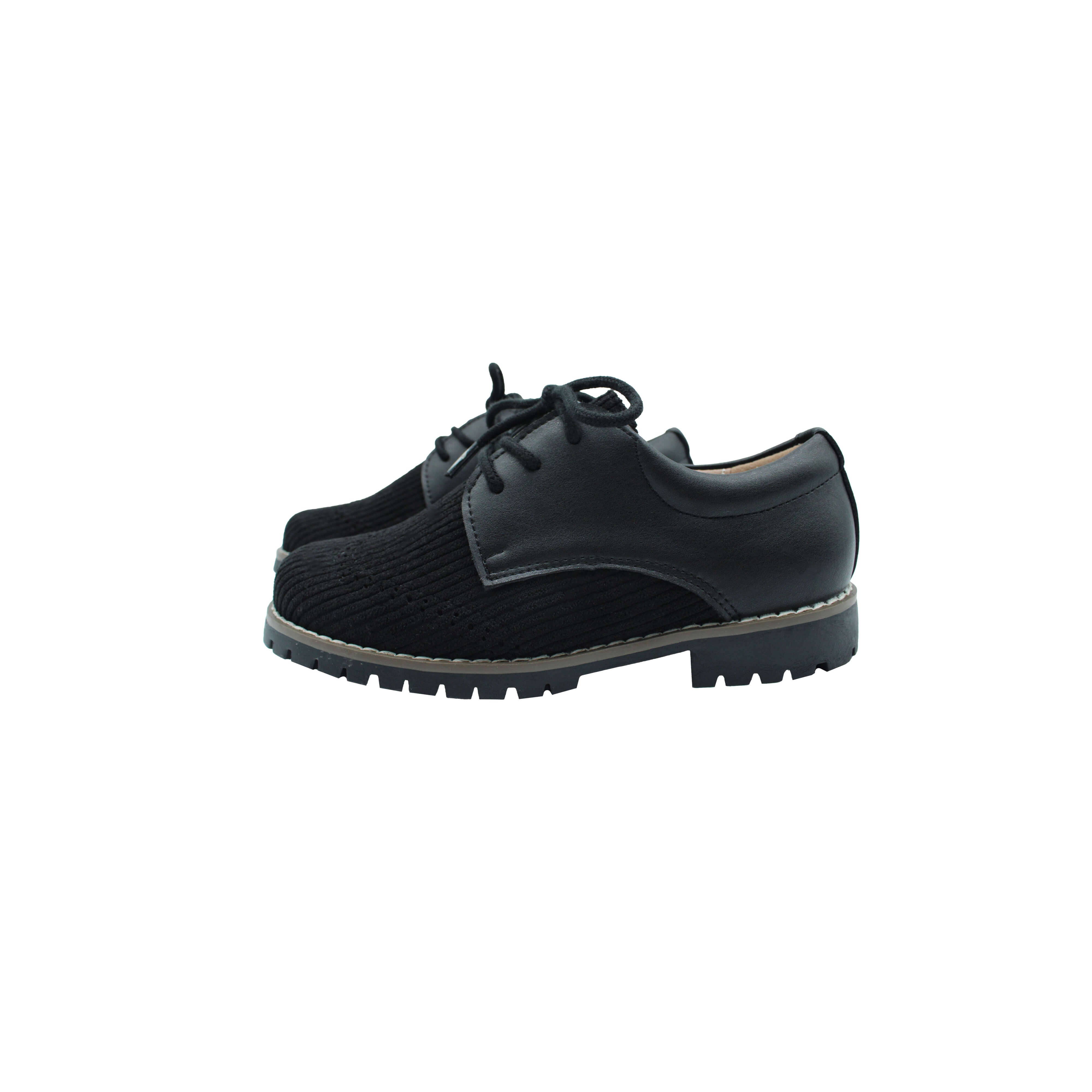 Wingtip Laces, Black Corduroy Fabric