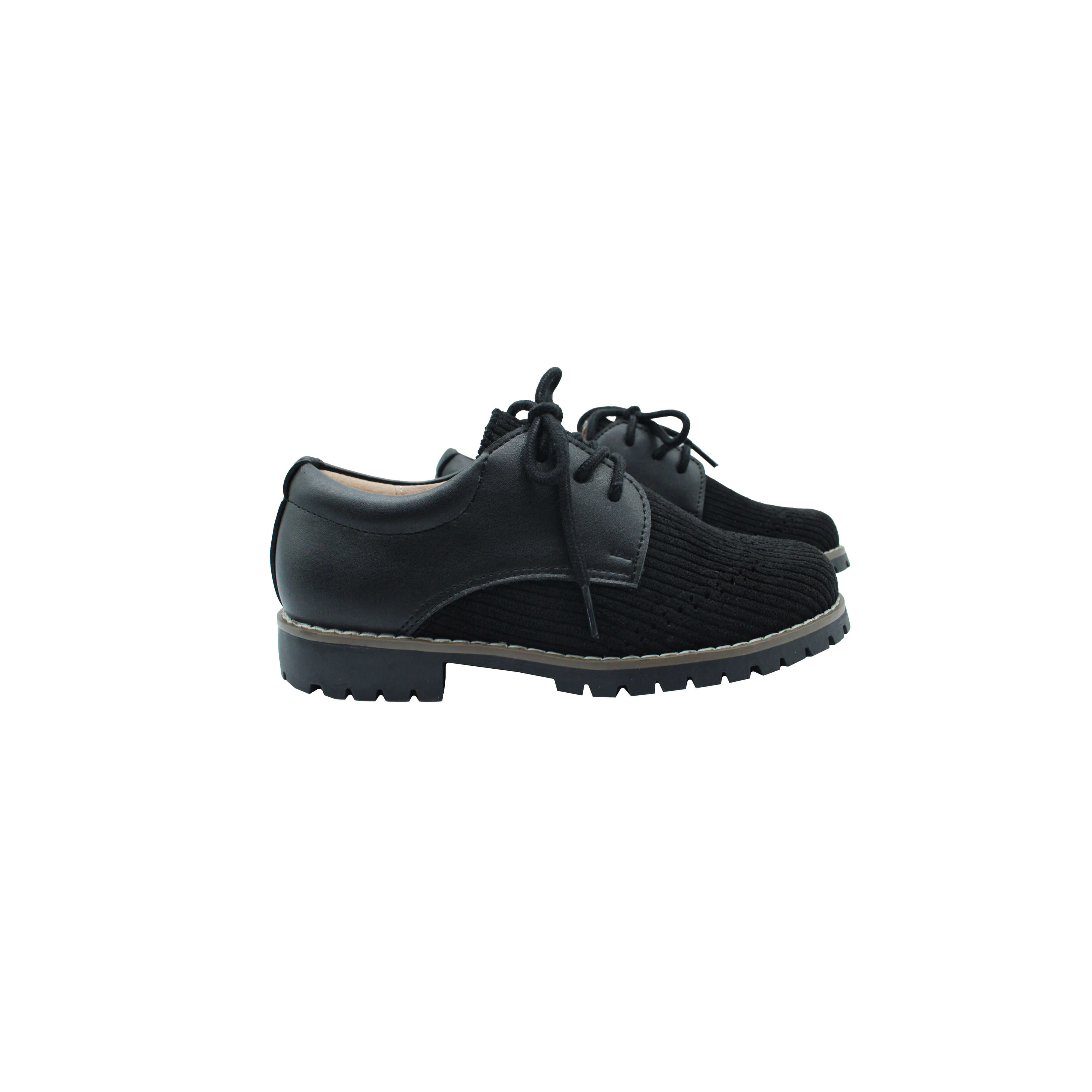 Wingtip Laces, Black Corduroy Fabric
