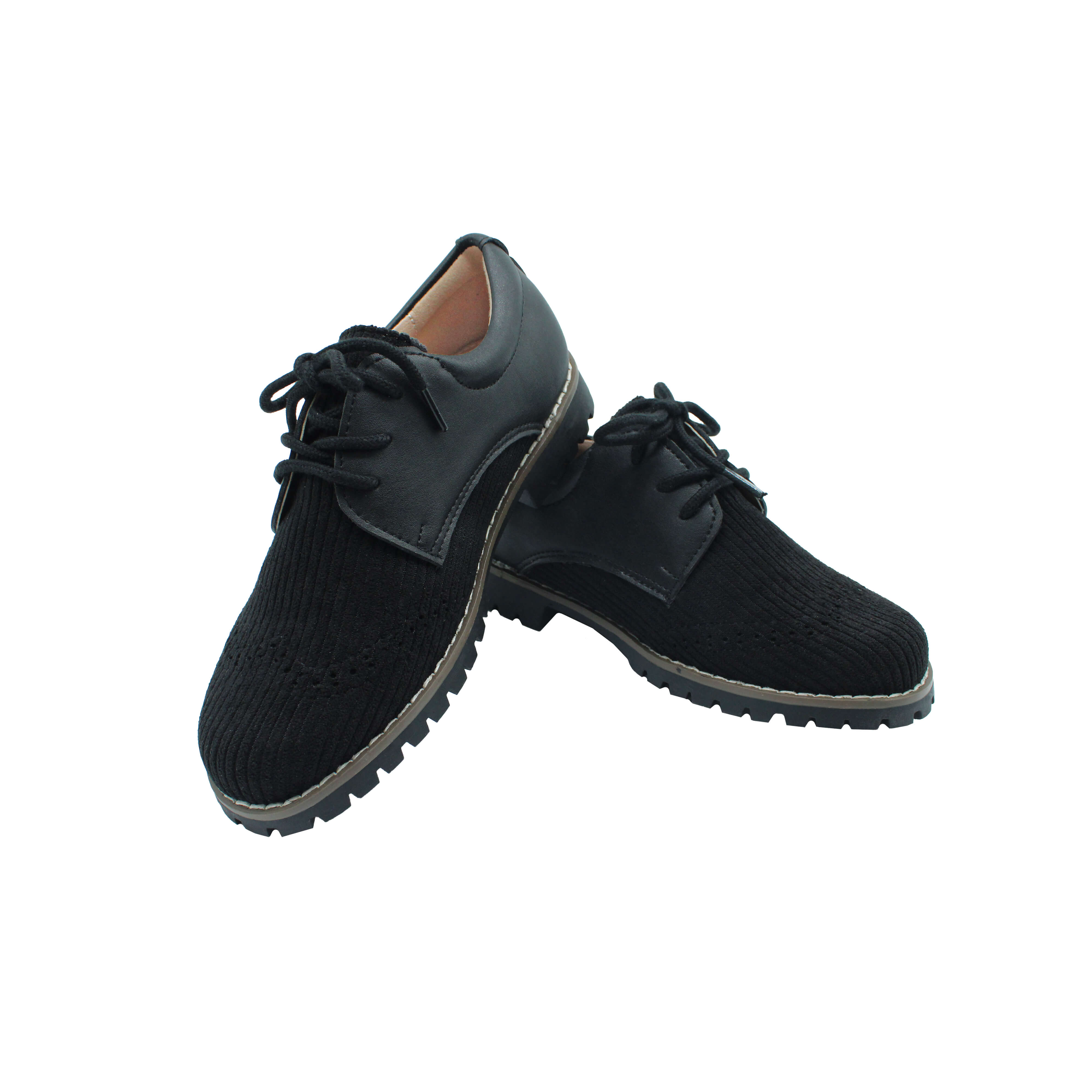 Wingtip Laces, Black Corduroy Fabric