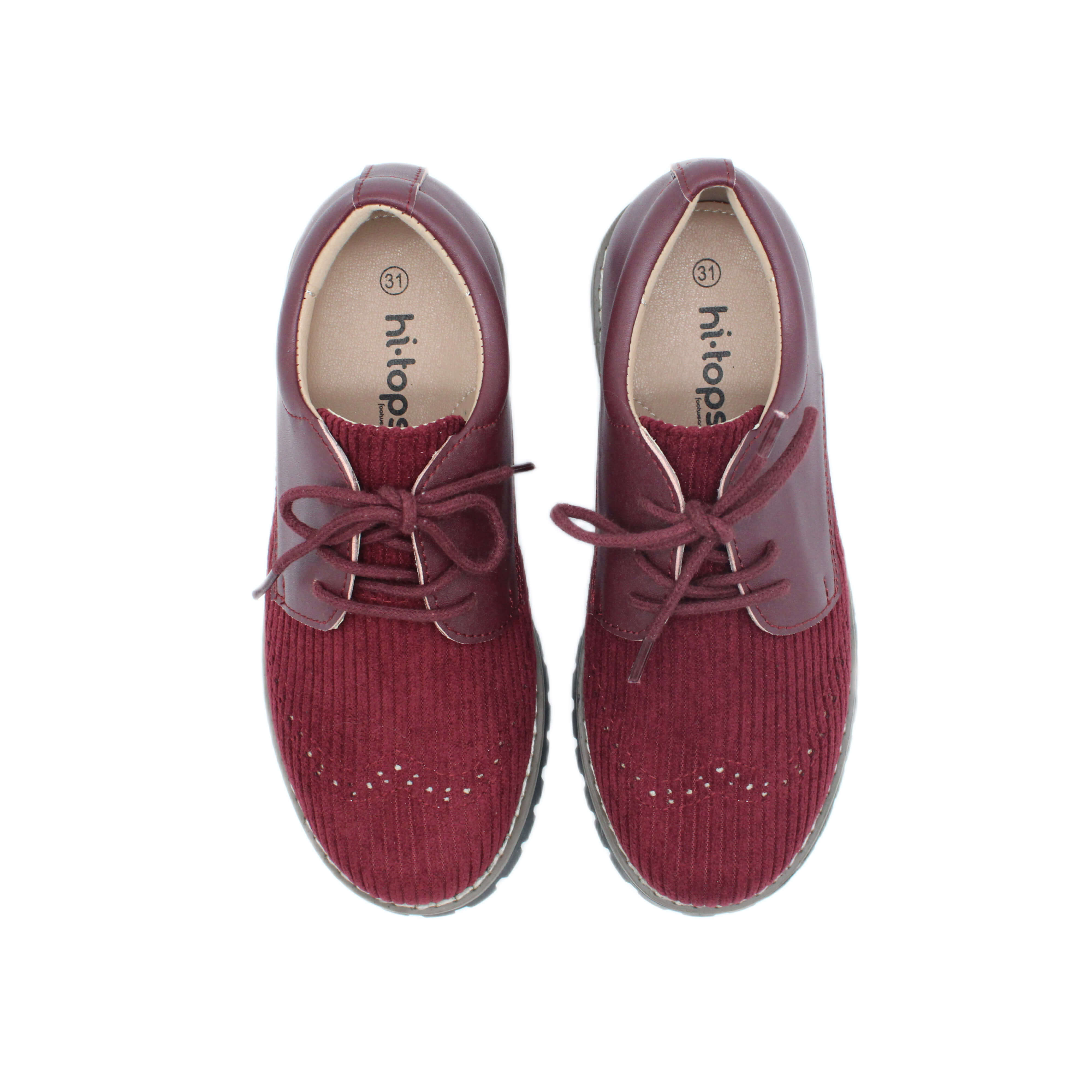 Wingtip Laces, Plum Corduroy Fabric