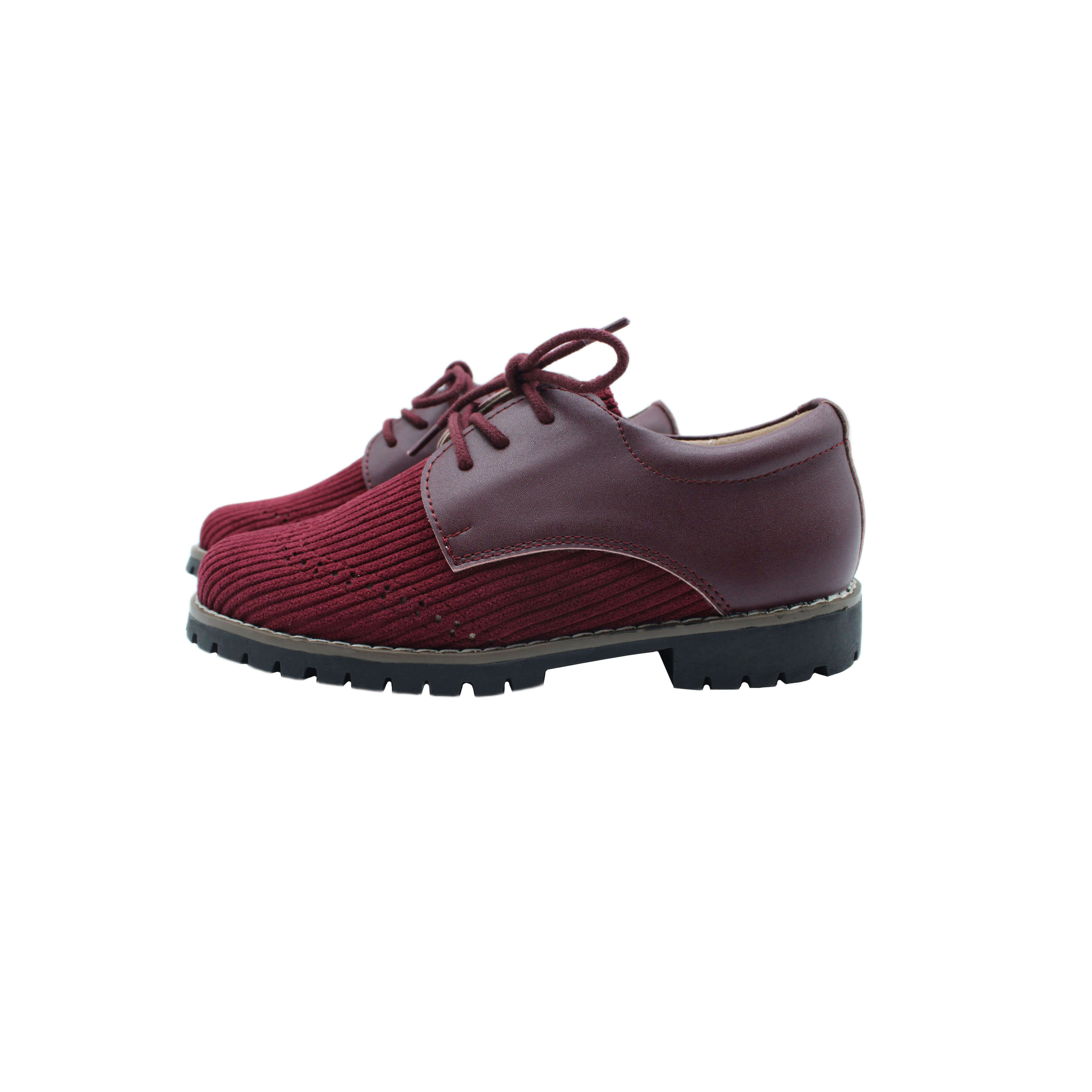 Wingtip Laces, Plum Corduroy Fabric