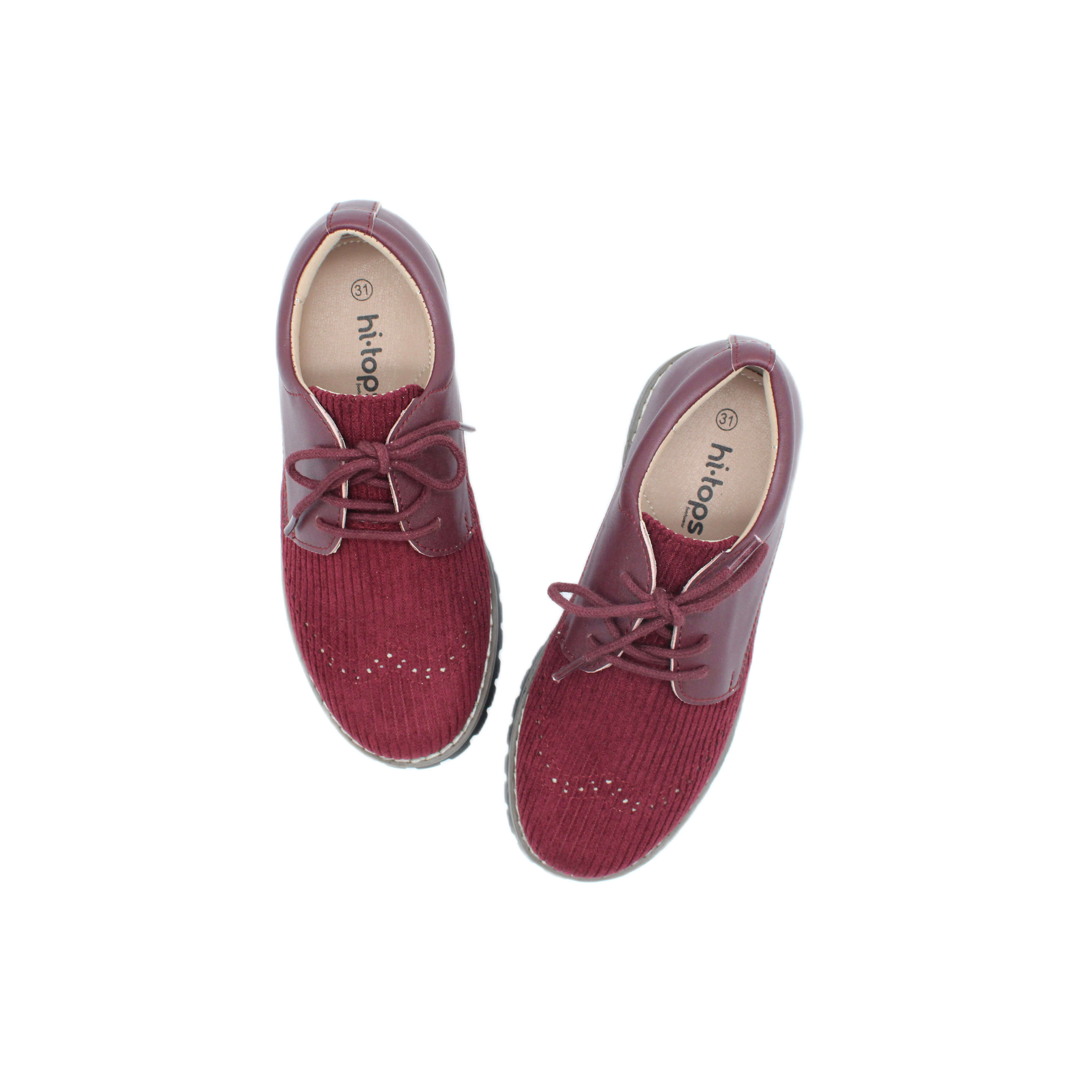 Wingtip Laces, Plum Corduroy Fabric