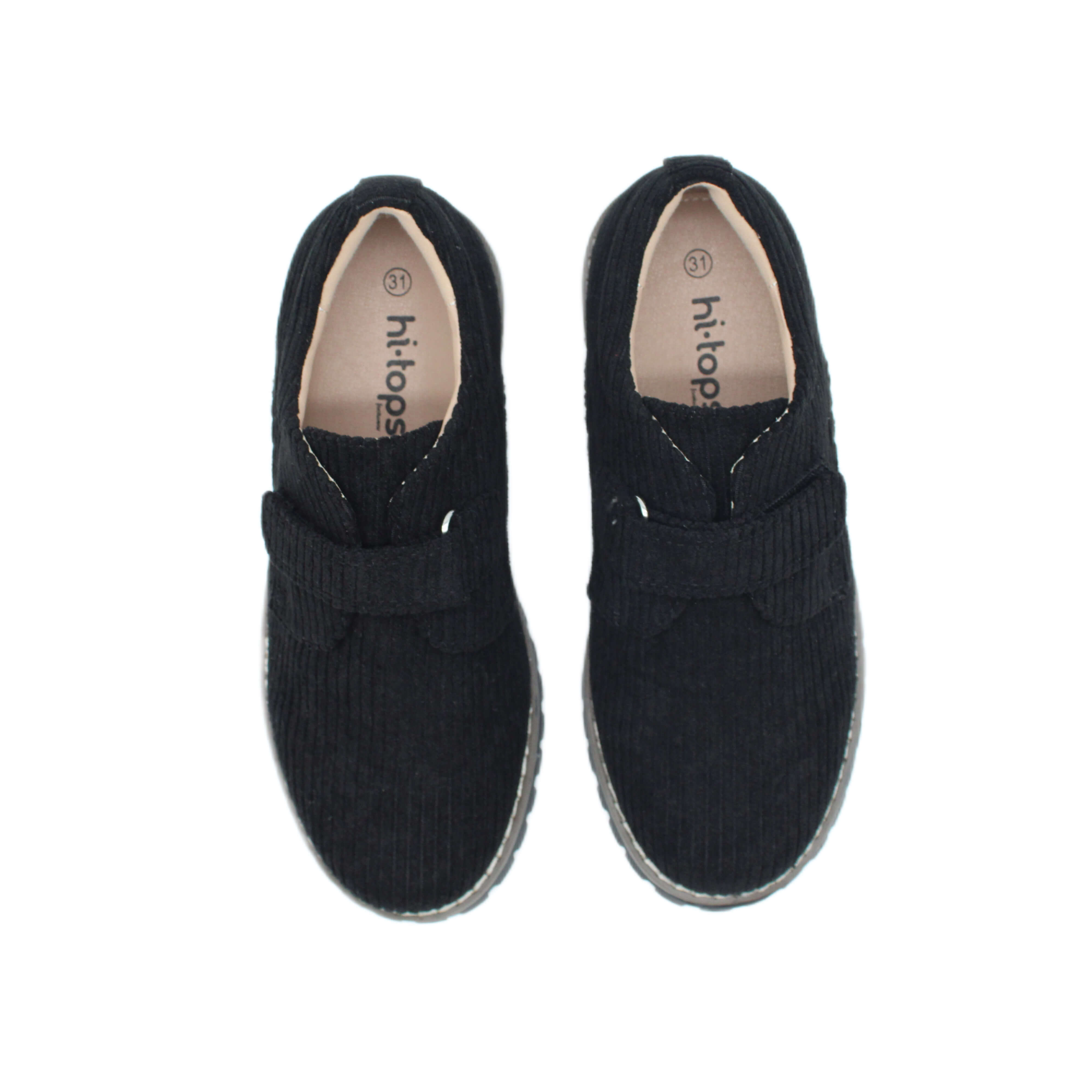 Single Velcro, Black Corduroy Fabric