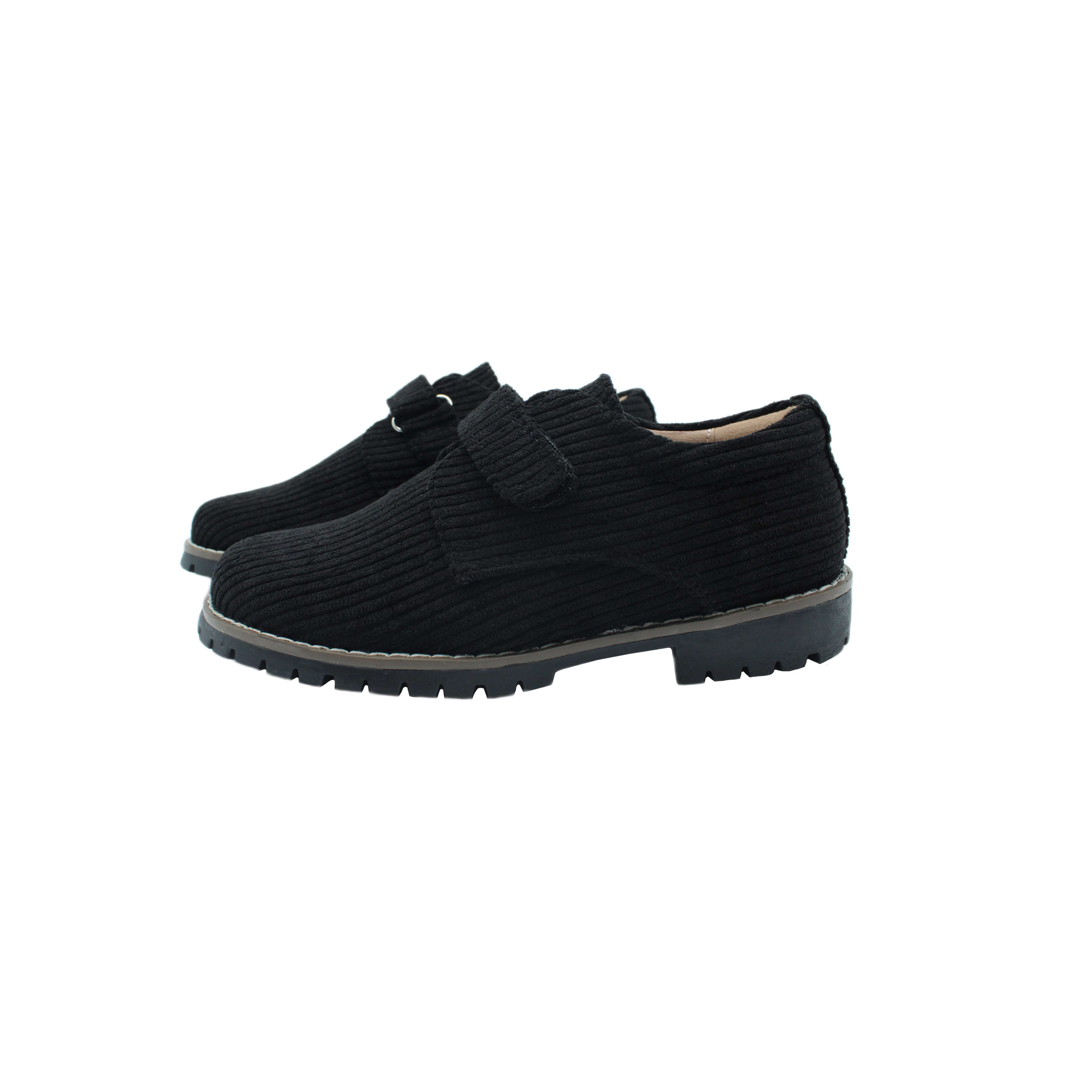 Single Velcro, Black Corduroy Fabric