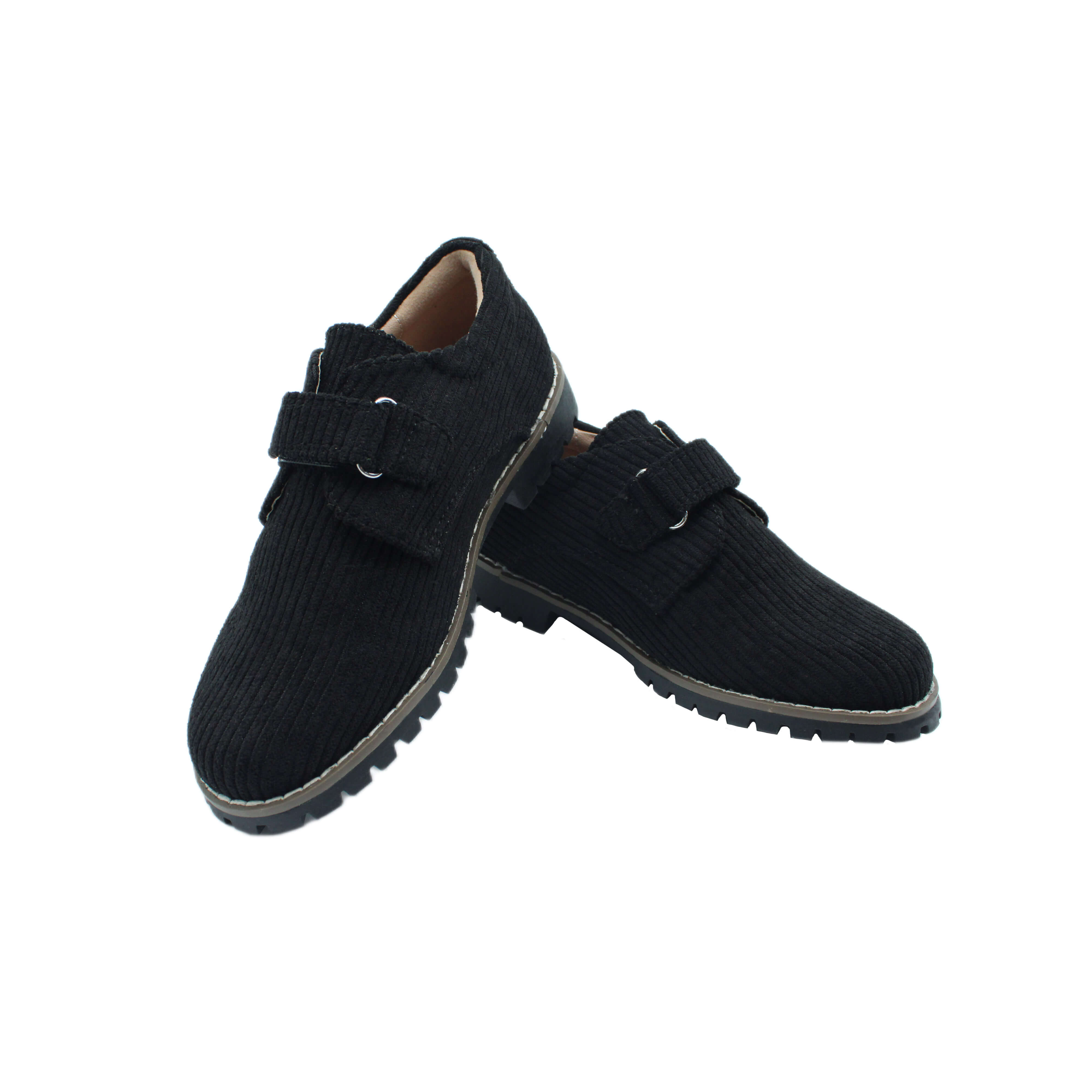 Single Velcro, Black Corduroy Fabric