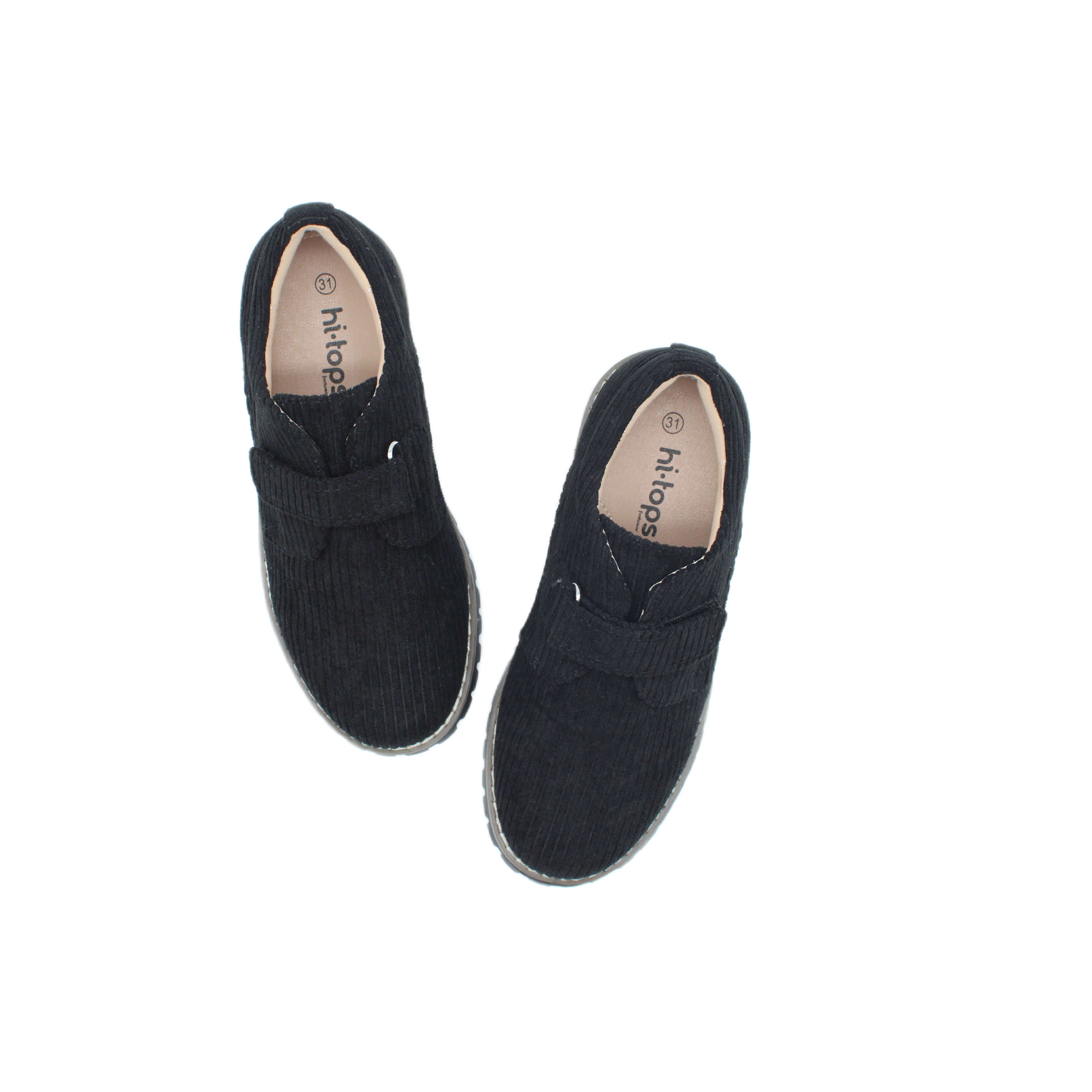 Single Velcro, Black Corduroy Fabric