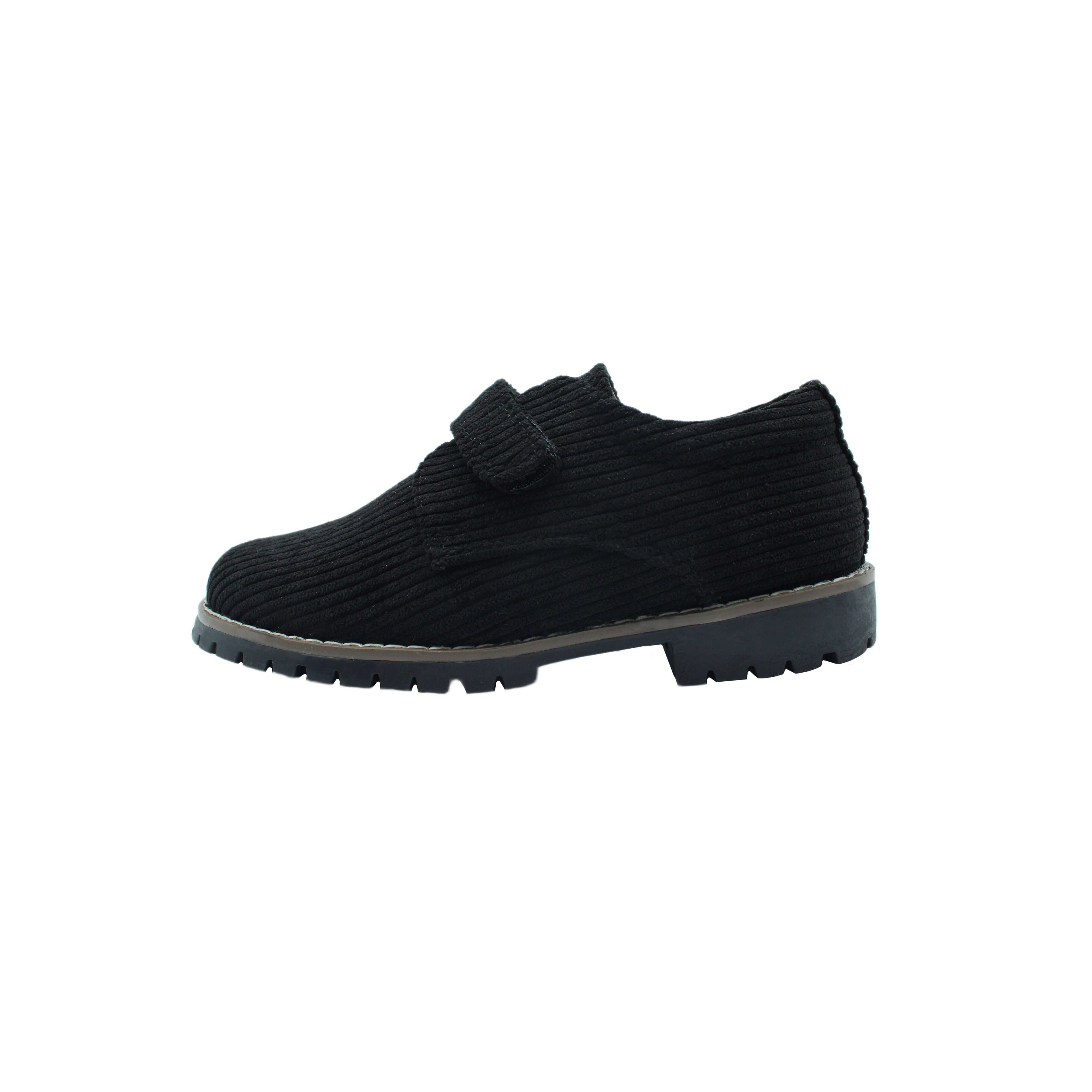 Single Velcro, Black Corduroy Fabric