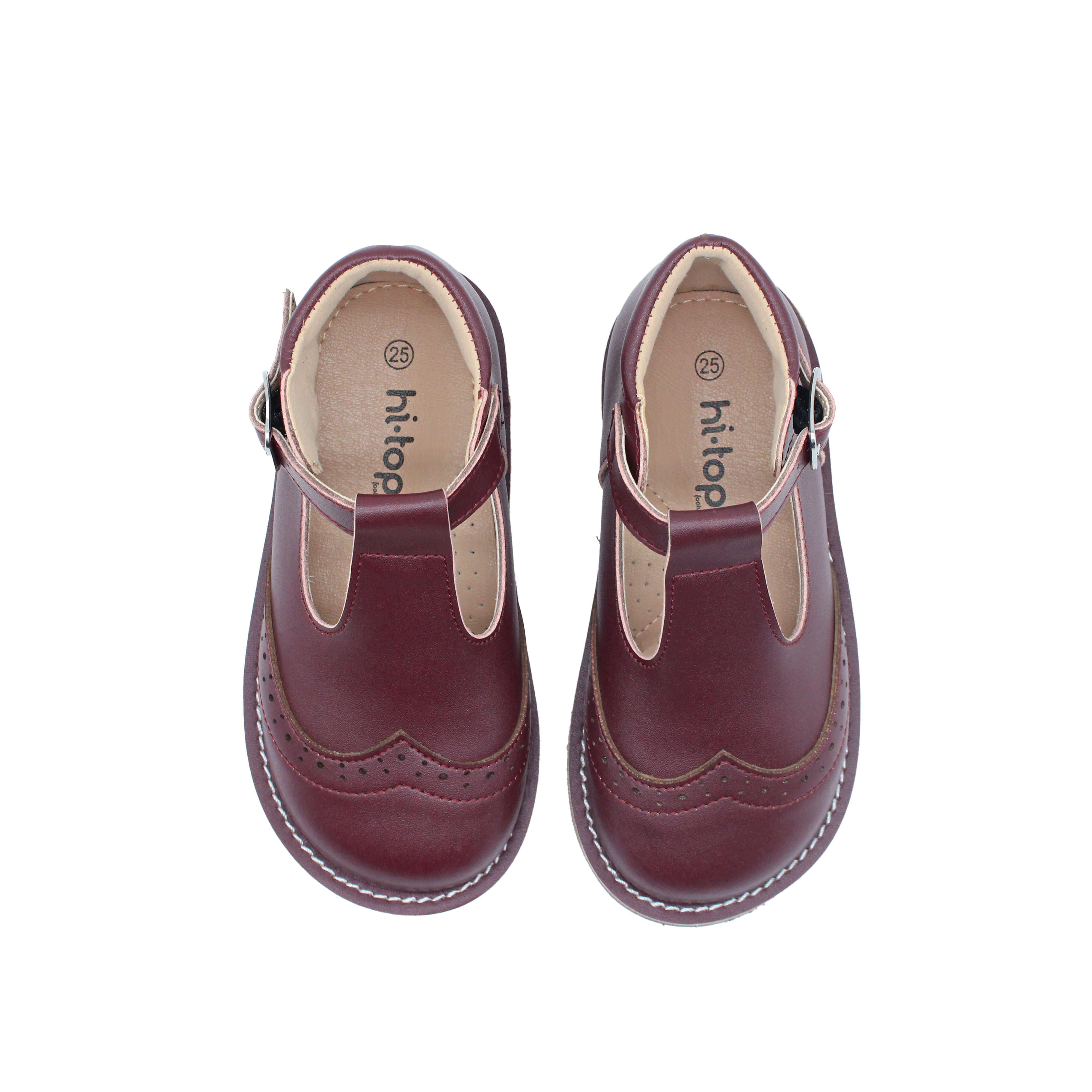 Wingtip T-Strap, Burgundy