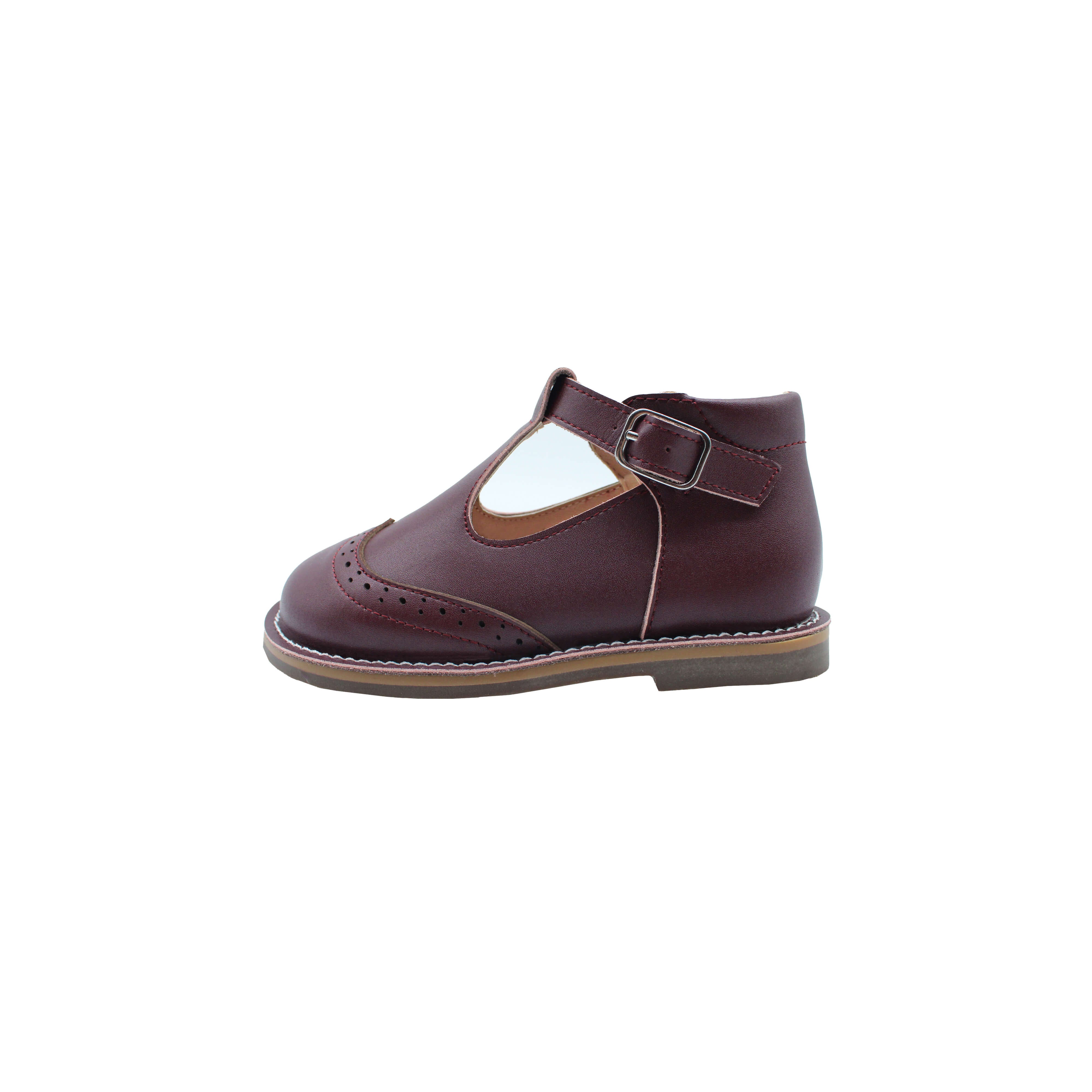 Wingtip T-Strap, Burgundy