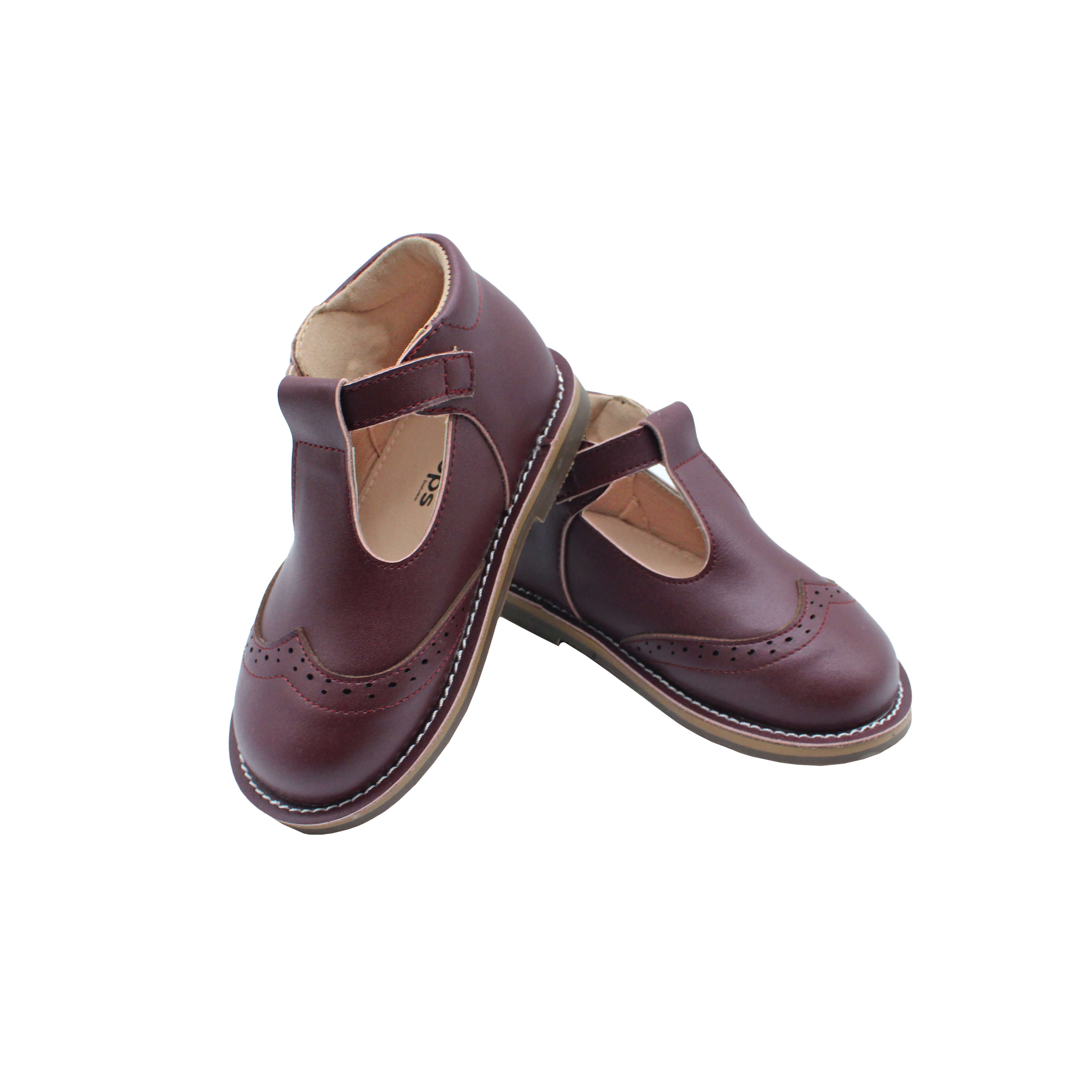 Wingtip T-Strap, Burgundy