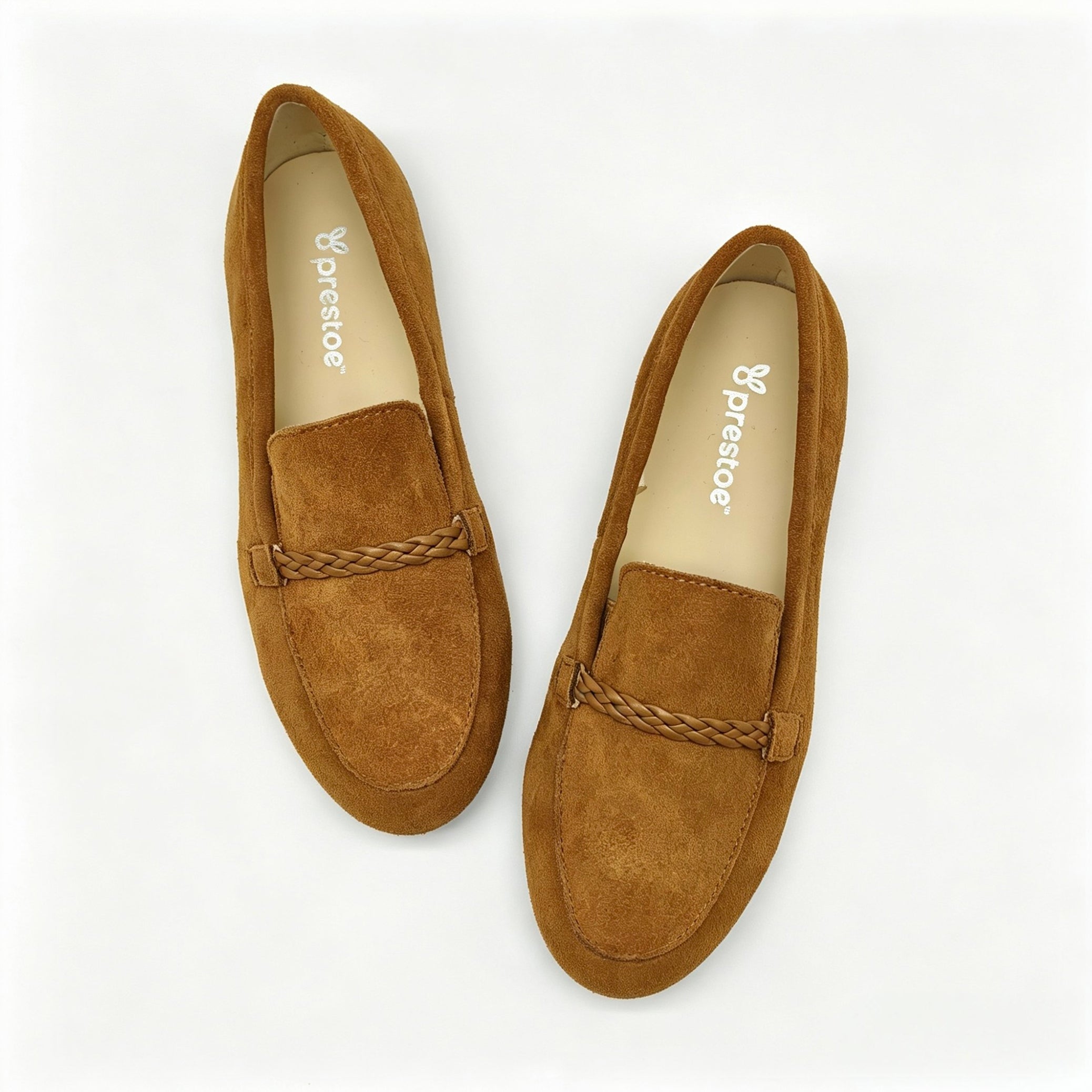Brown Suede Braided Strap Loafer -SBG21