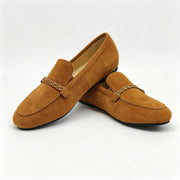 Brown Suede Braided Strap Loafer -SBG21