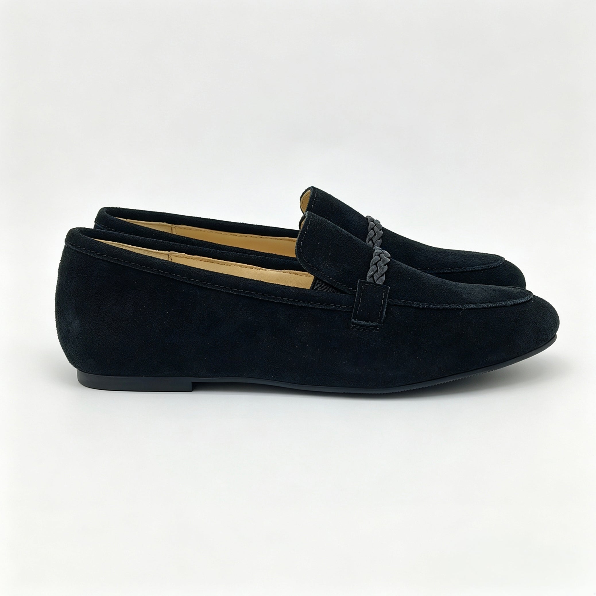 Black Suede Braided Strap Loafer -SBG22