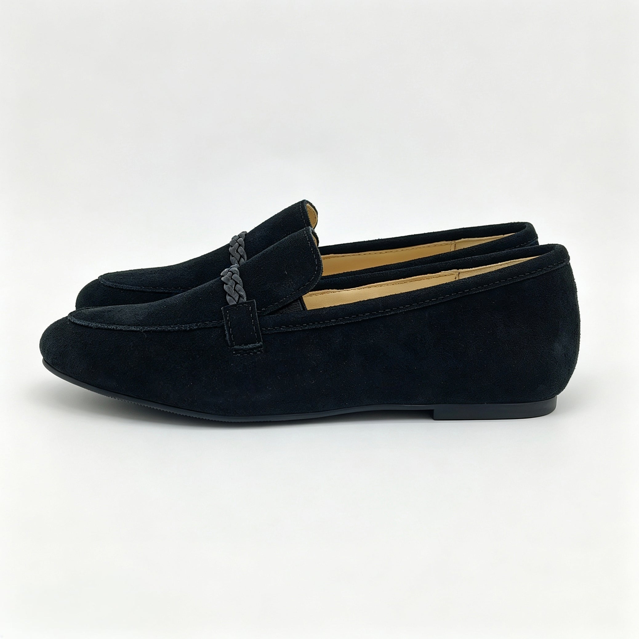Black Suede Braided Strap Loafer -SBG22