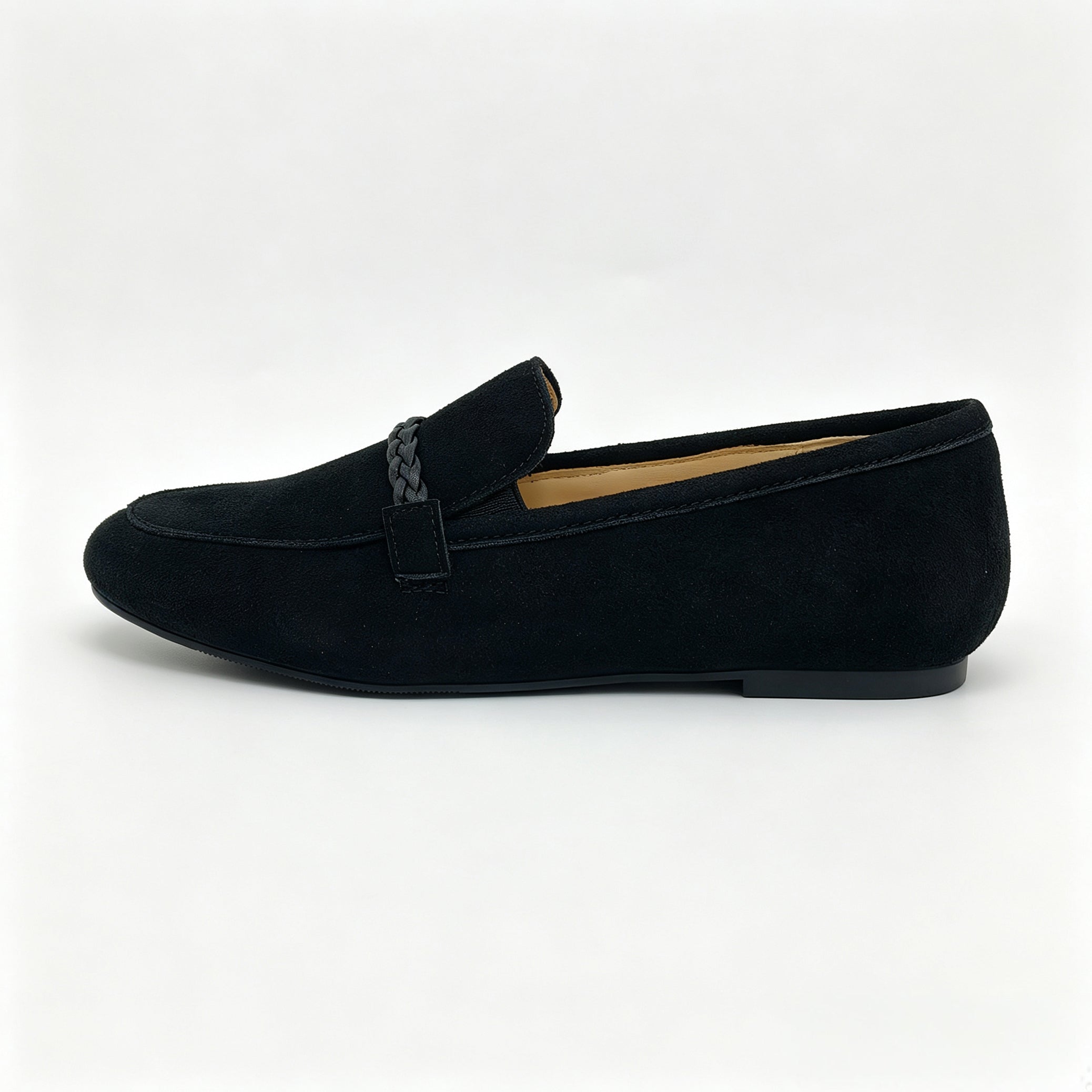 Black Suede Braided Strap Loafer -SBG22