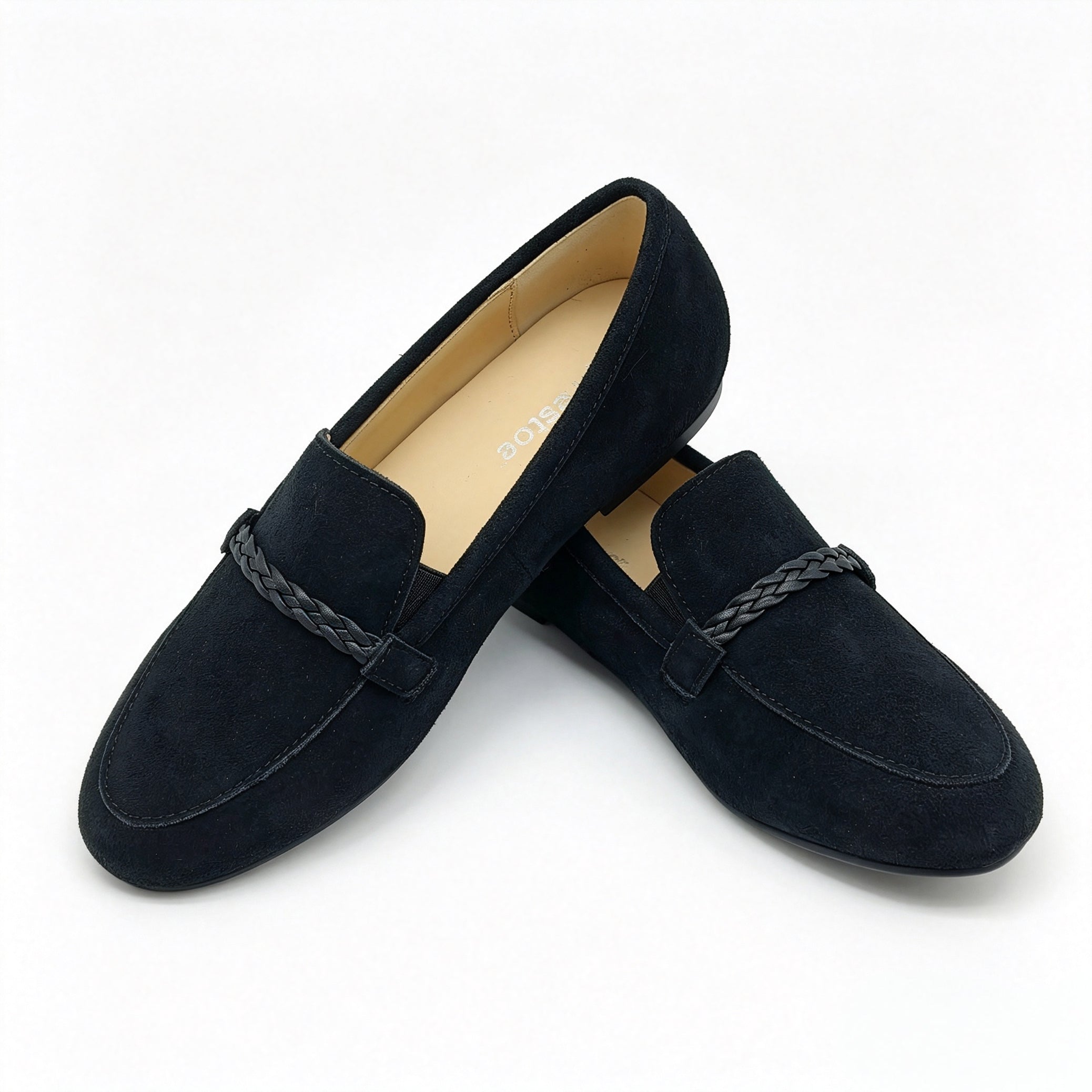 Black Suede Braided Strap Loafer -SBG22