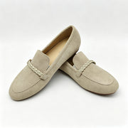 Off White Suede Braided Strap Loafer -SBG23