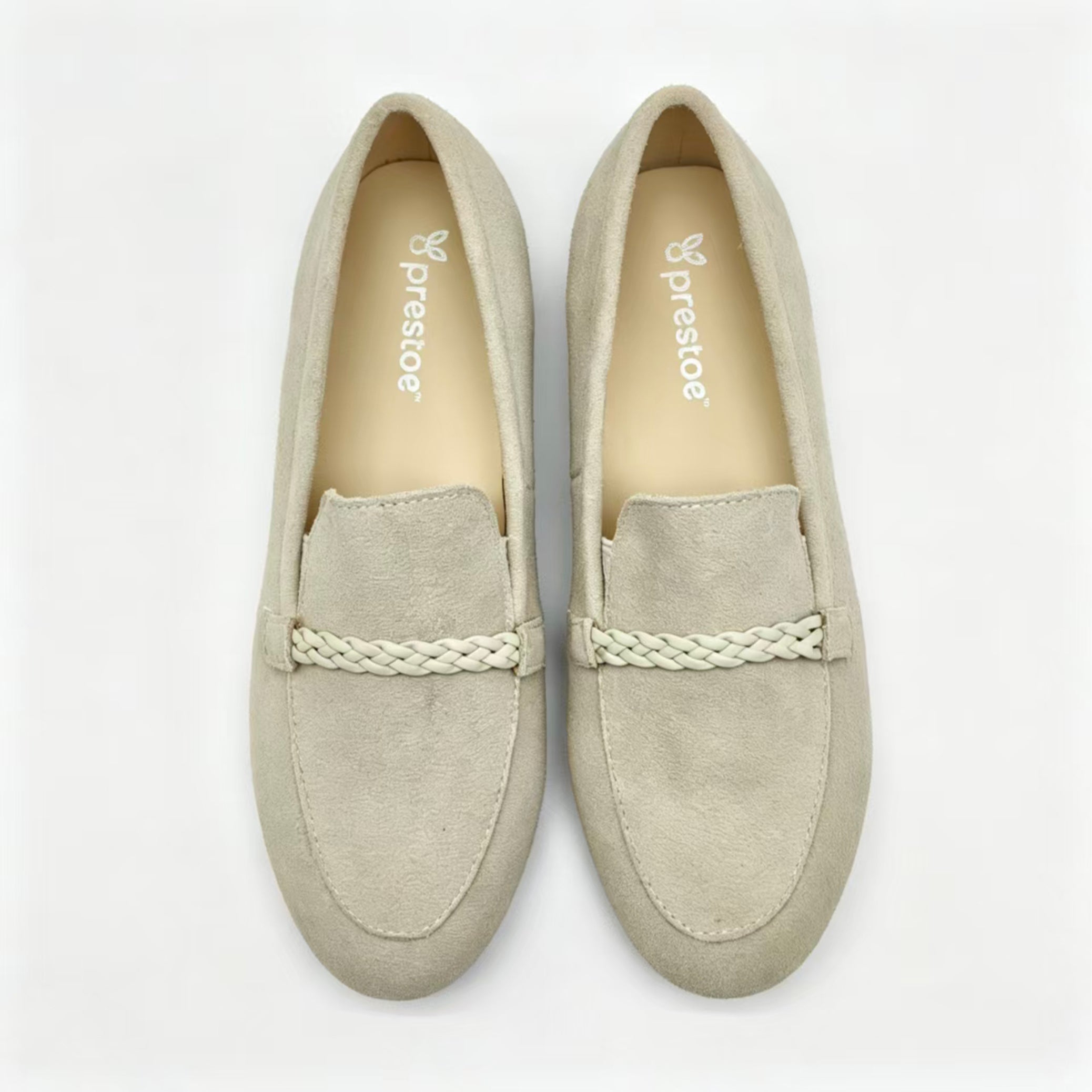 Off White Suede Braided Strap Loafer -SBG23