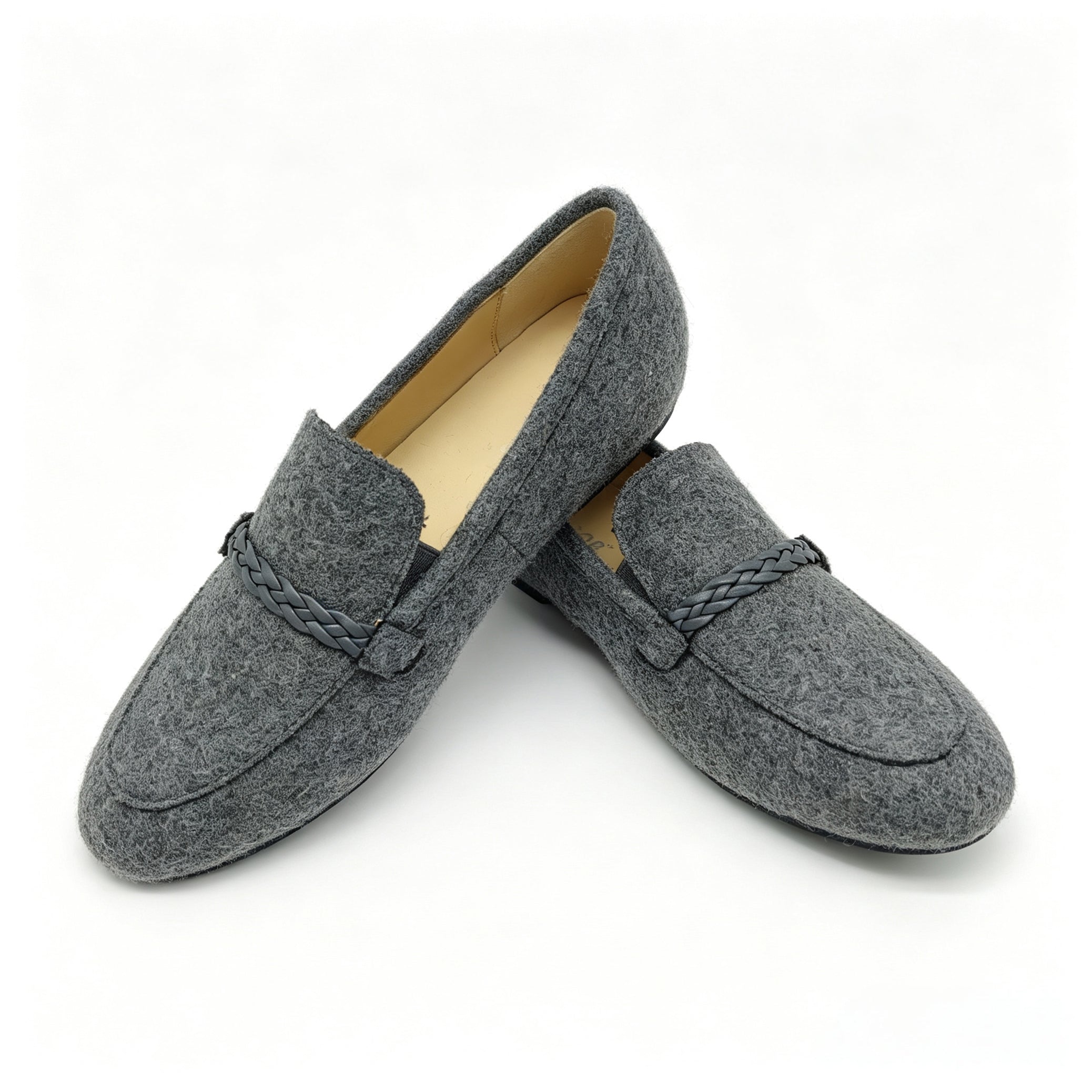 Grey Flannel Braided Strap Loafer -SBG24