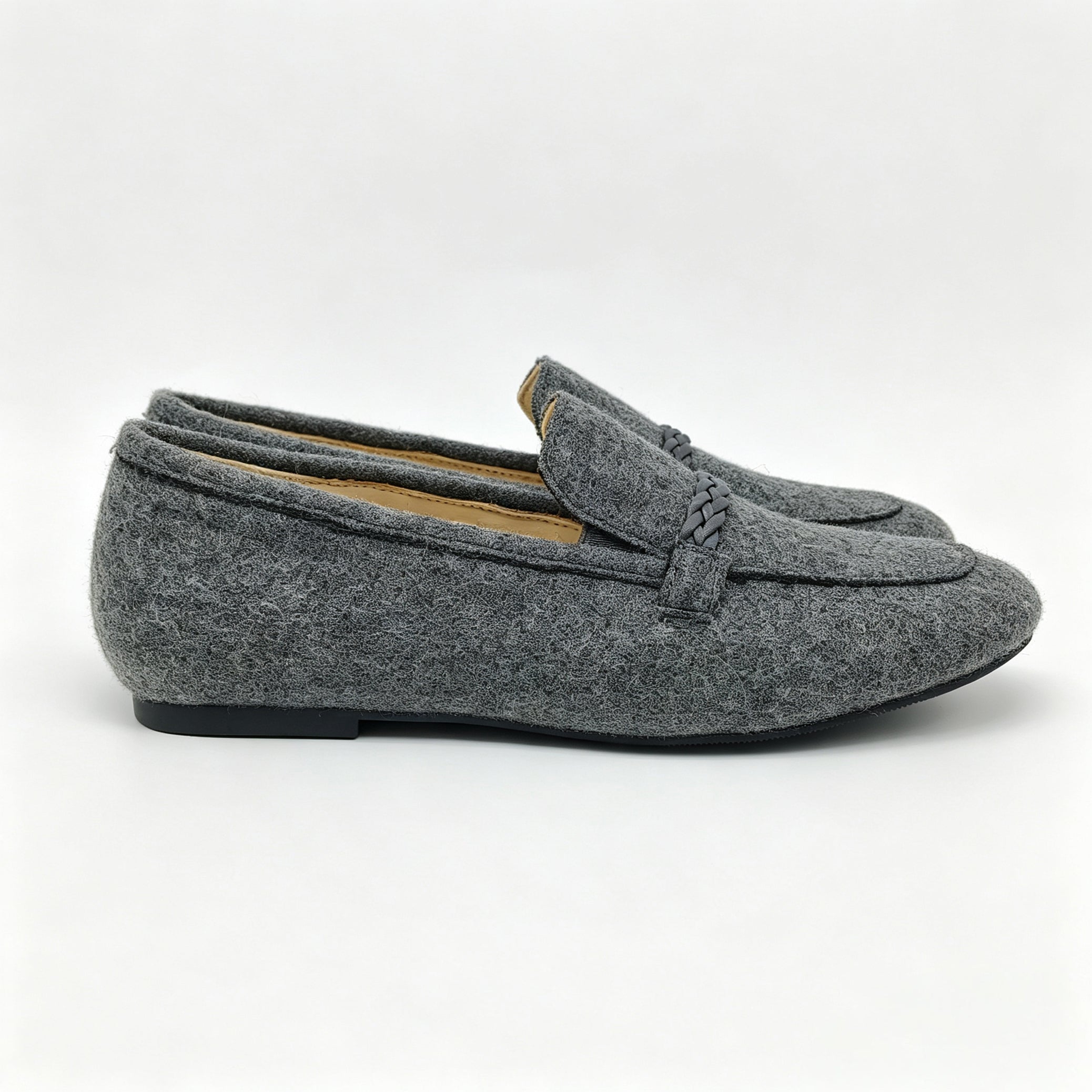 Grey Flannel Braided Strap Loafer -SBG24