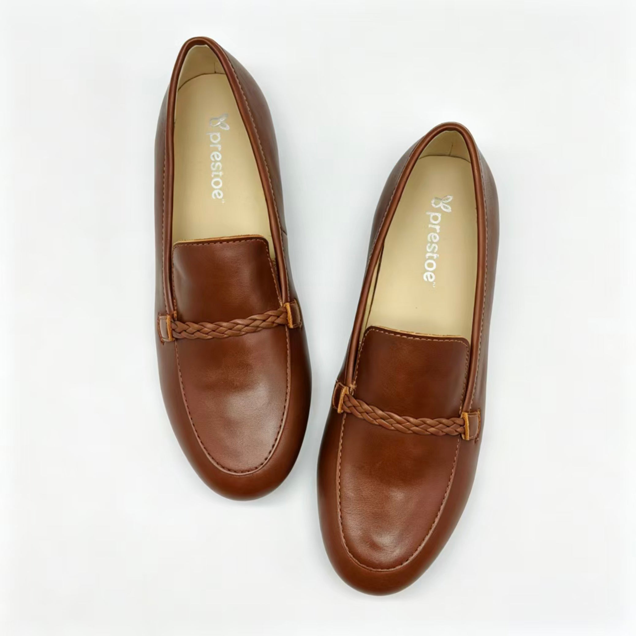 Brown Leather Braided Strap Loafer -SBG25
