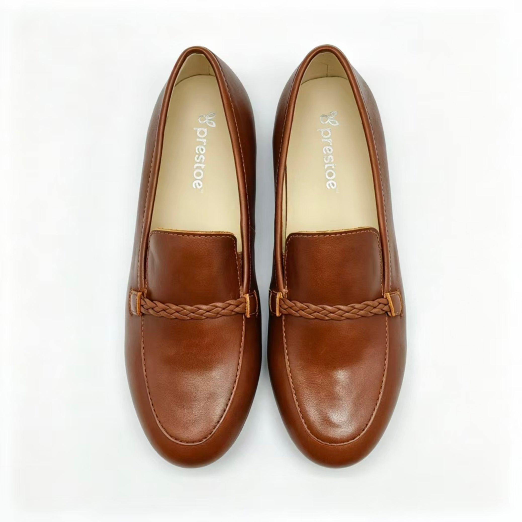 Brown Leather Braided Strap Loafer -SBG25