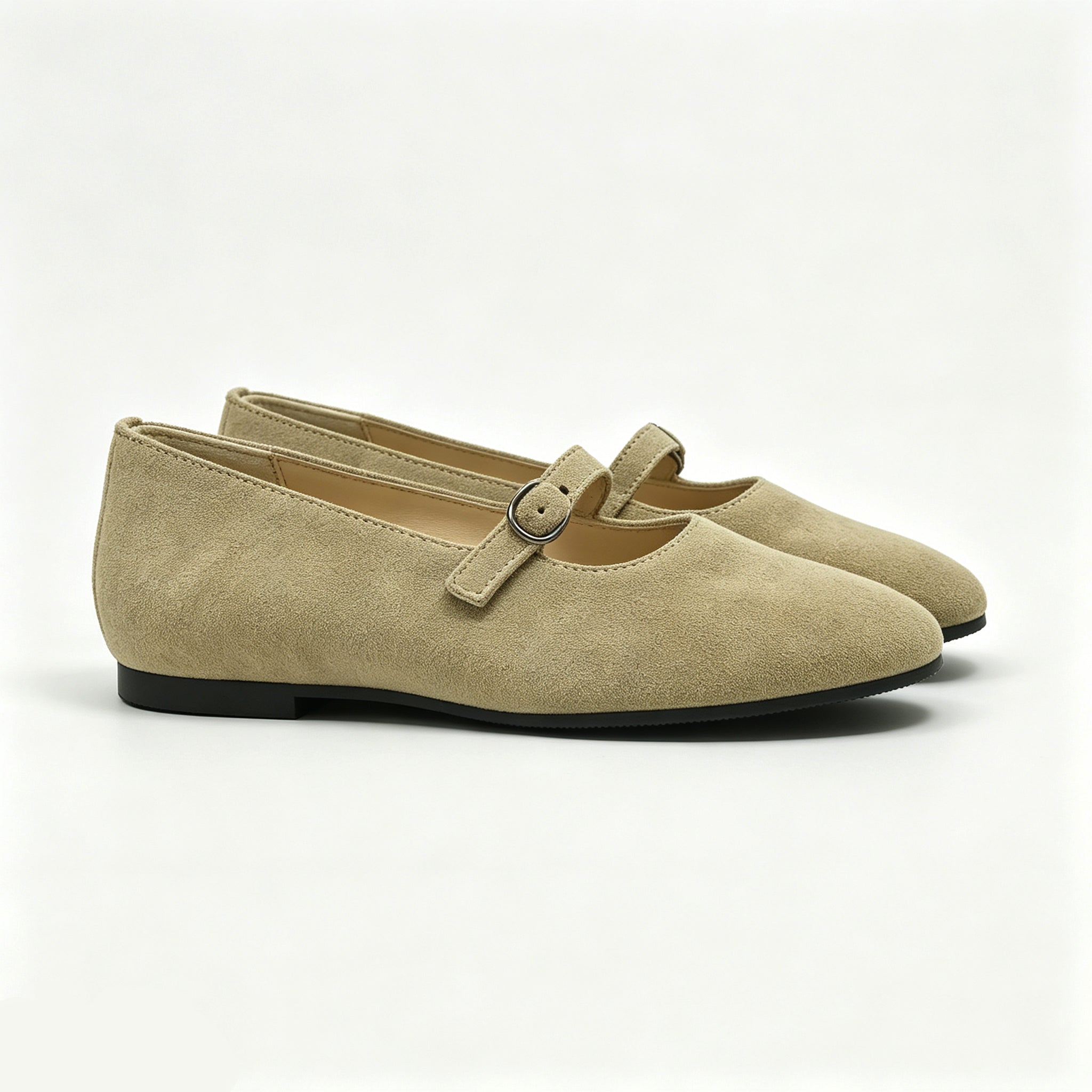 Light Taupe Suede Low T-Strap-SG21