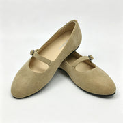 Light Taupe Suede Low T-Strap-SG21