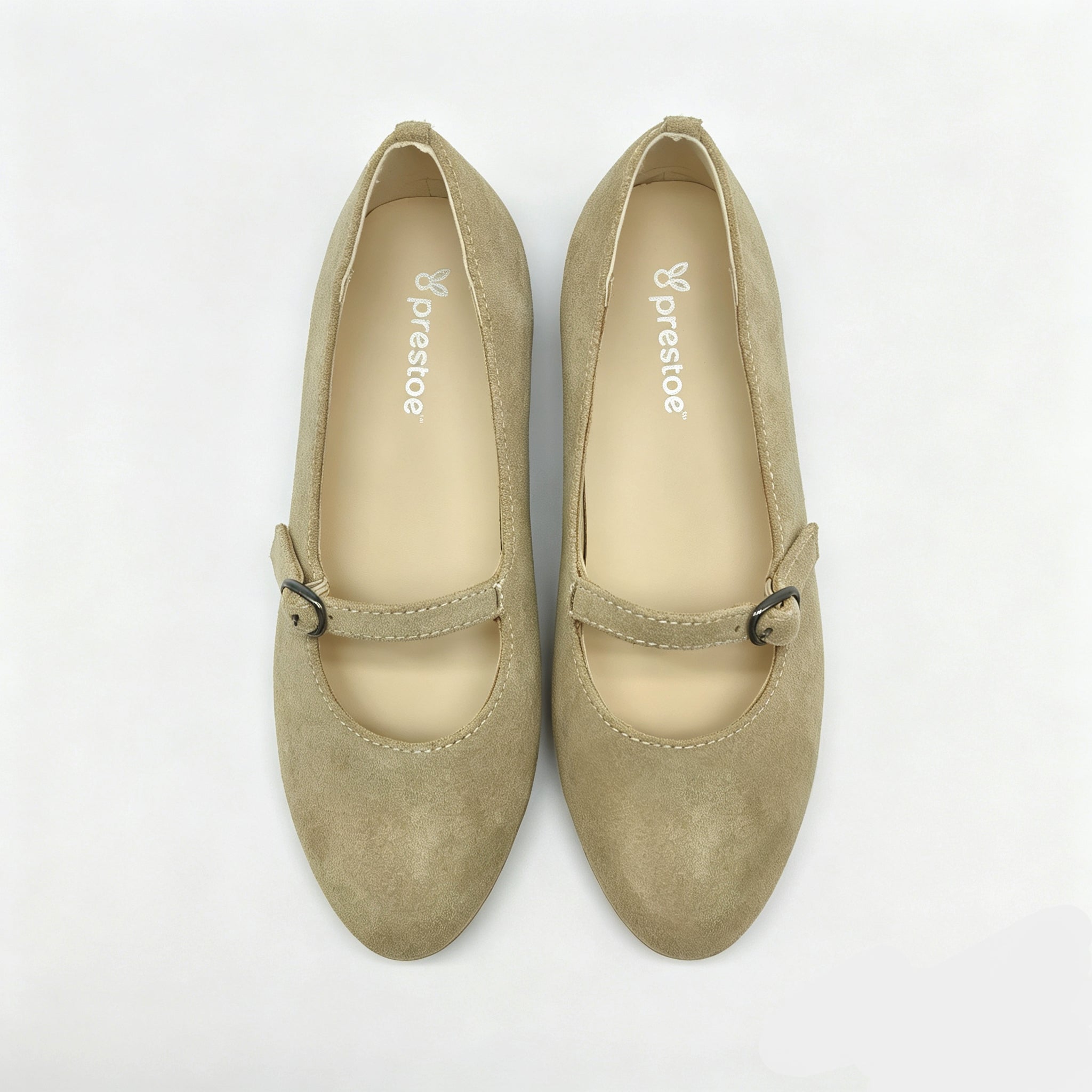 Light Taupe Suede Low T-Strap-SG21
