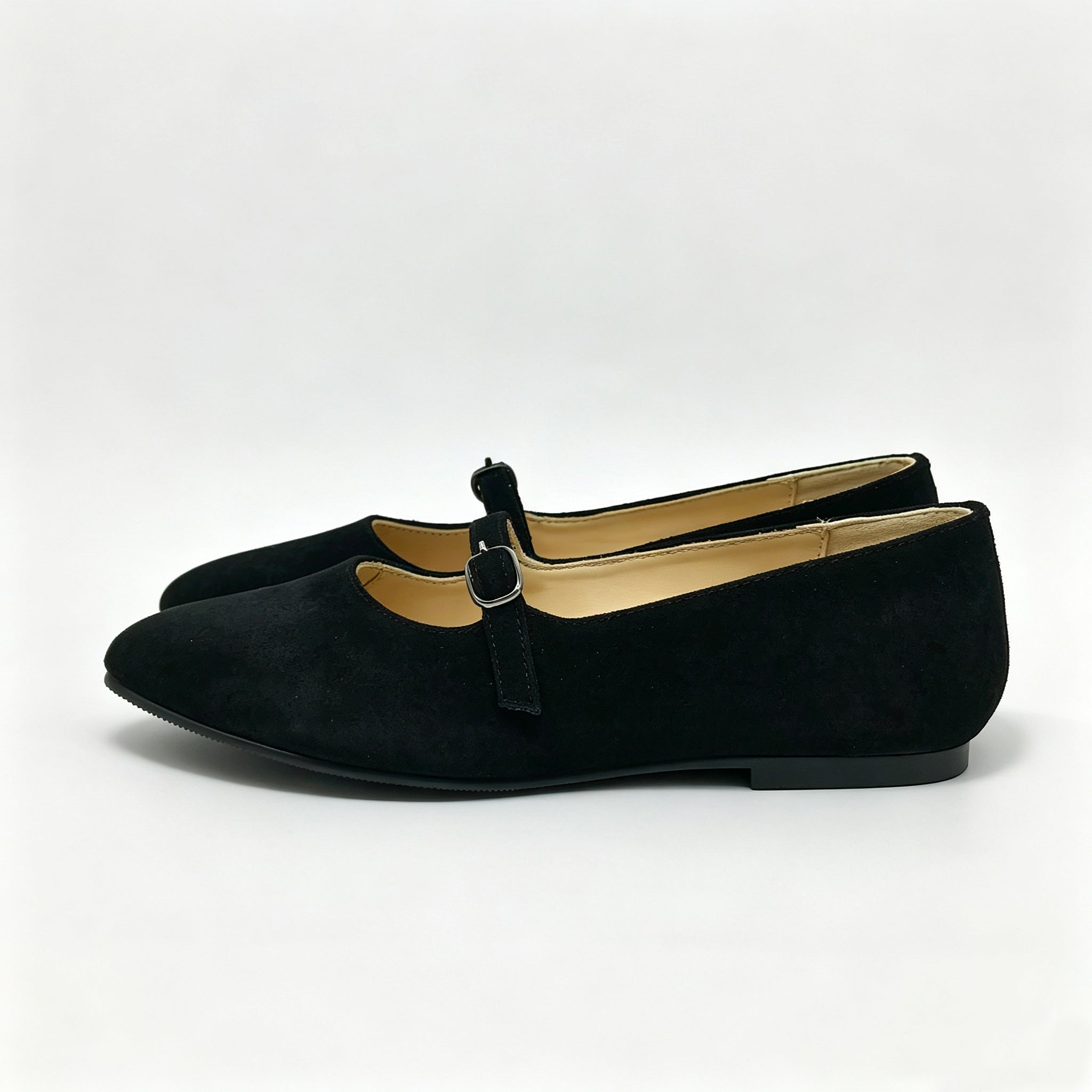 Black Suede Low T-Strap -SG22