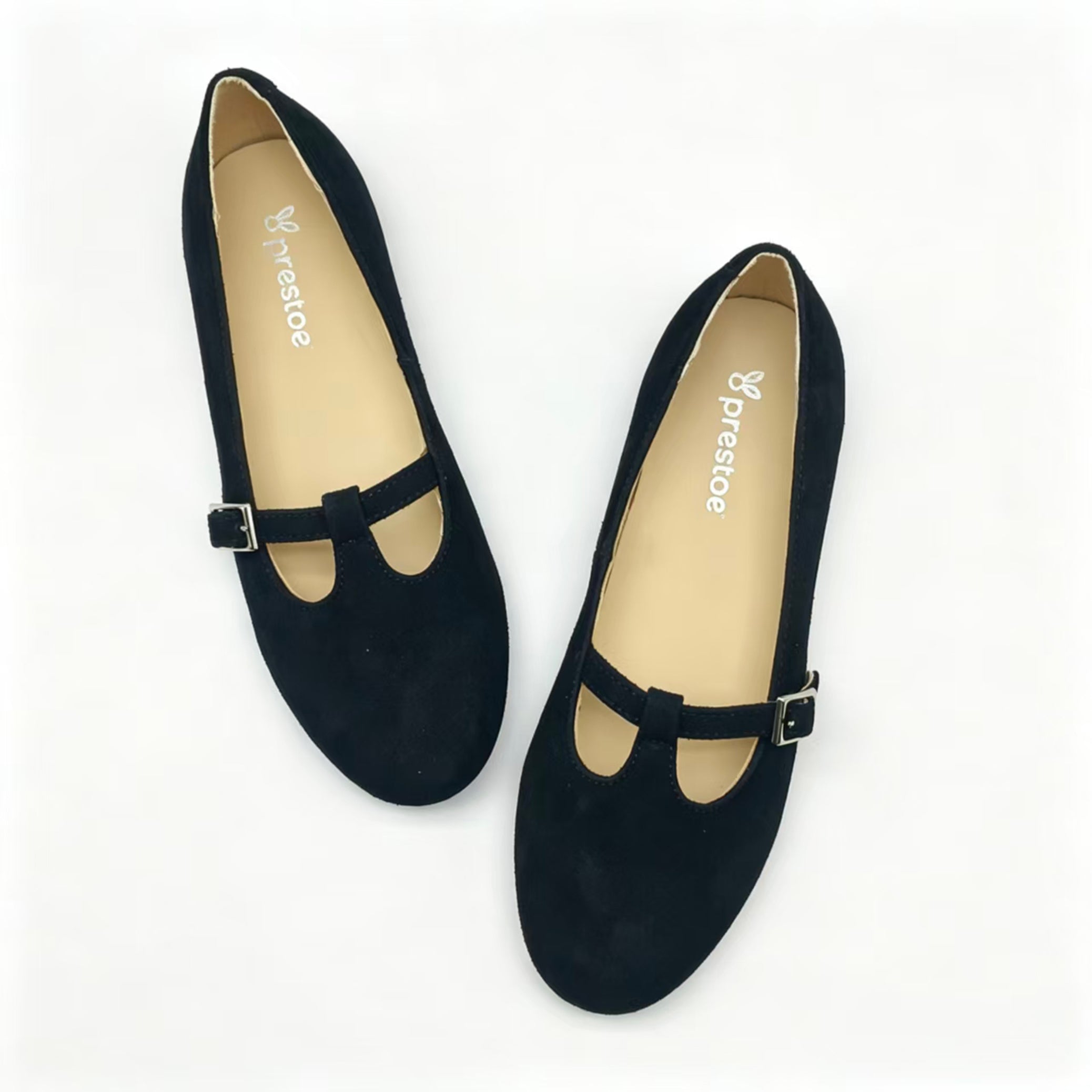 Black Suede Low T-Strap -SG32