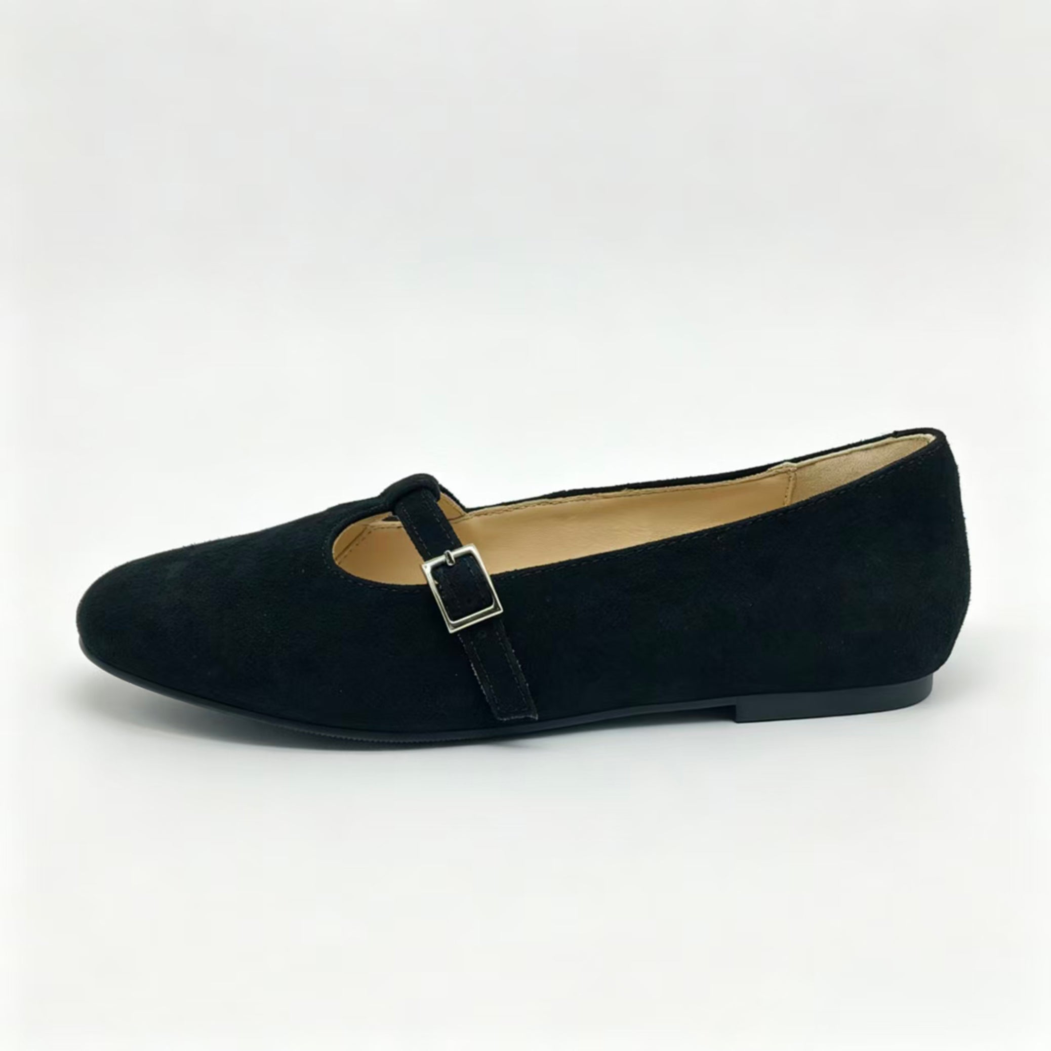 Black Suede Low T-Strap -SG32