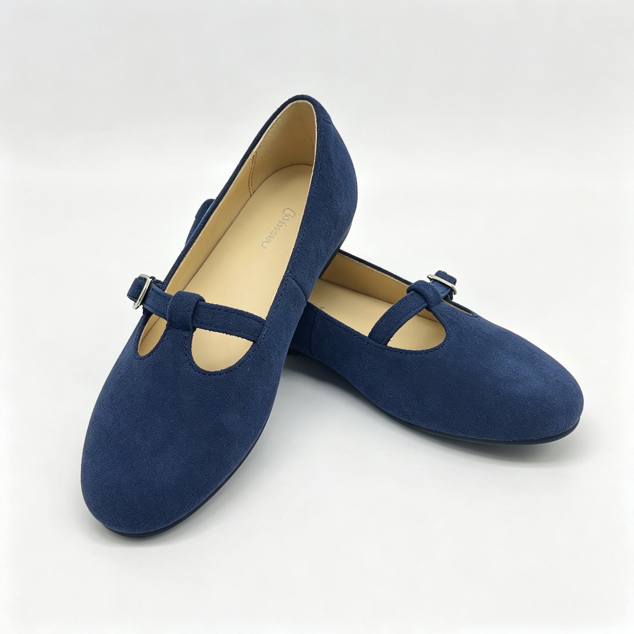 Navy Suede Low T-Strap -SG33