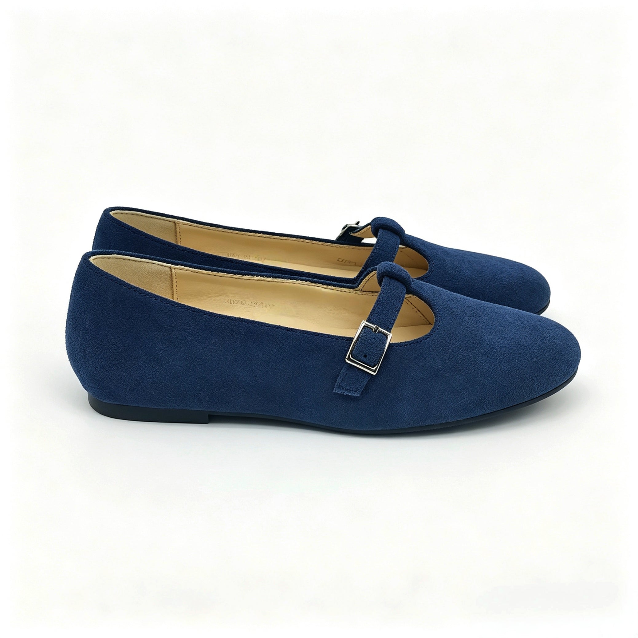 Navy Suede Low T-Strap -SG33