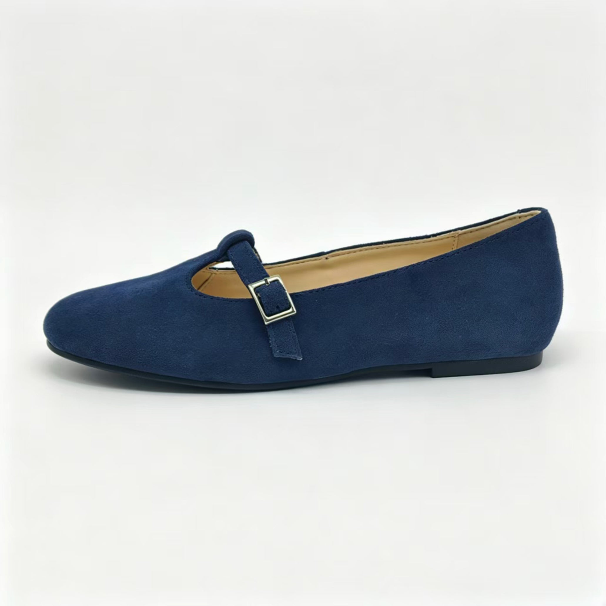 Navy Suede Low T-Strap -SG33